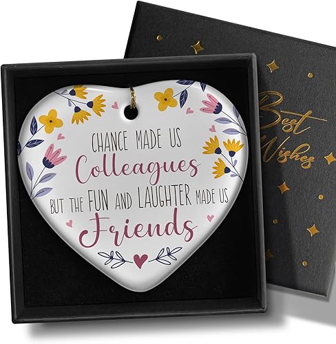 YZEXEZY Adorno de regalo de compañero de trabajo, adorno colgante de cerámica para colega, despedida de jubilación, cumpleaños, Navidad, Acción de