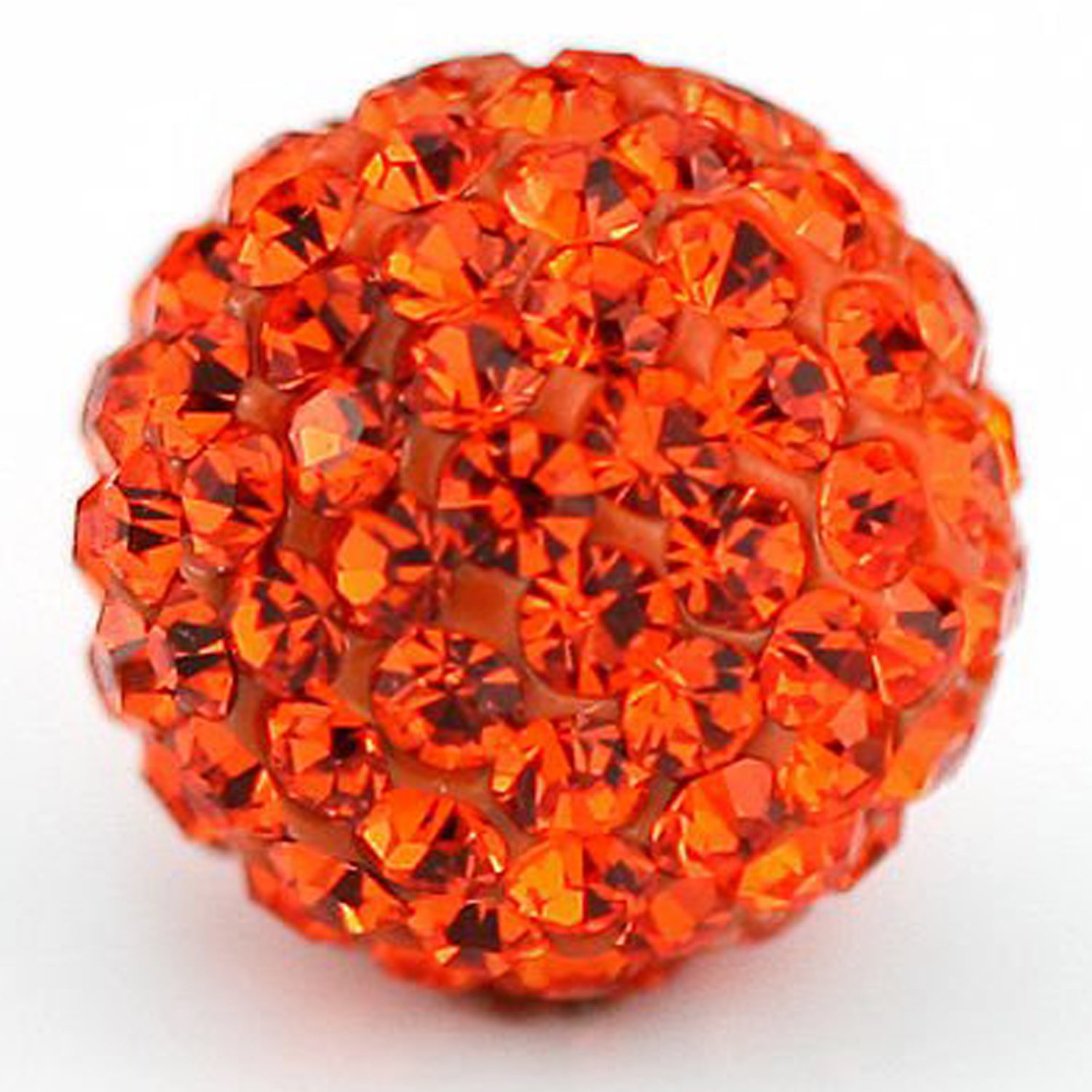 RUBYCA Pave Czech Crystal Disco Ball Clay Beads fit Shamballa Jewelry (50pcs, 8mm, Orange)