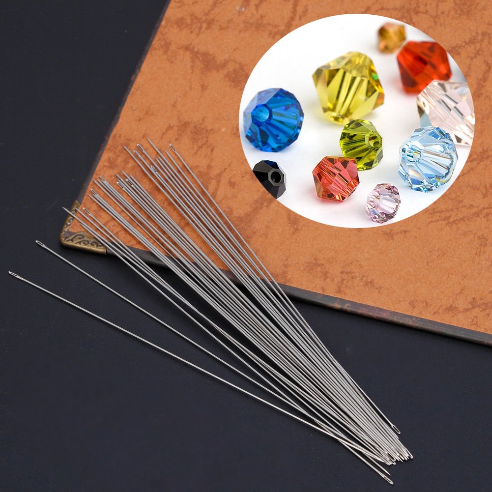 25 Pcs Large Collapsible Bead Needle Big Eye Beading Needles Metal Sewing Needles 12cm Threading Needle for Beads