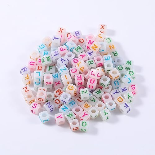 Miniatura 4 de 1000 cuentas cuadradas del alfabeto acrílico que brillan en la oscuridad, cubo de la A a la Z, cuentas de letras coloridas para manualidades,