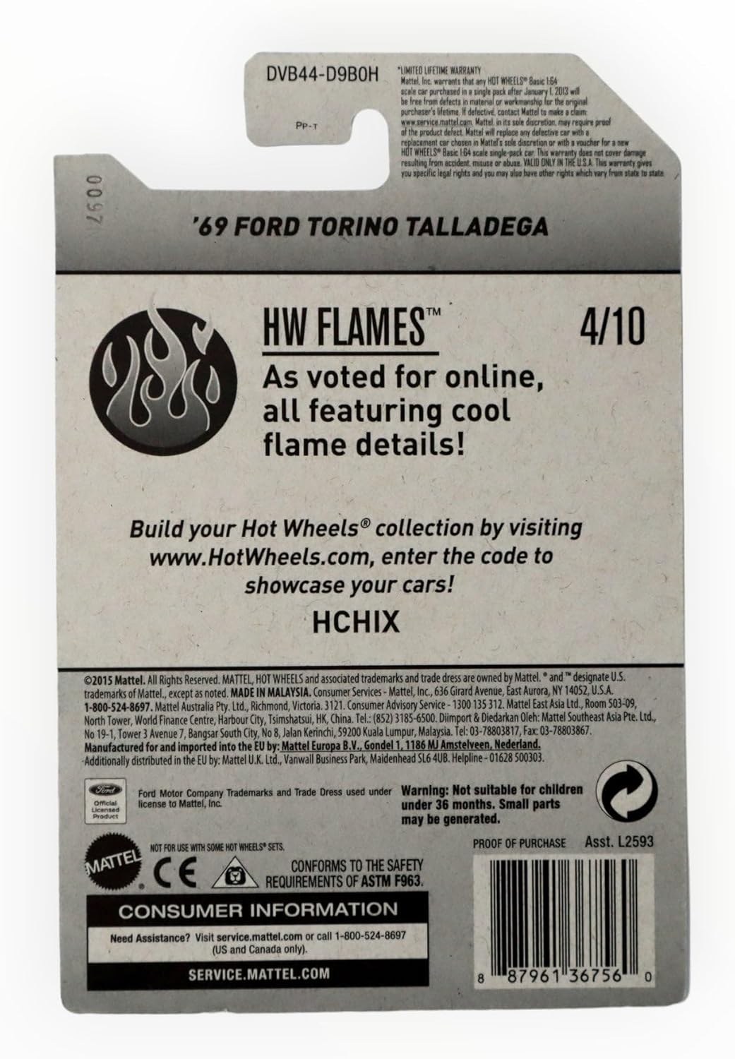 Hot Wheels '69 Ford Torino Talladega, HW Flames 4/10 [Purple]