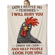 Chicken Quote Throw Blanket for Farm Animal Lovers, Funny Cartoon Rooster Humor Flannel Throws Blankets, Rustic Farmhouse Joke Gifts, Soft Warm Cozy for Sofa Couch Bed Home Decor 60" x 50"