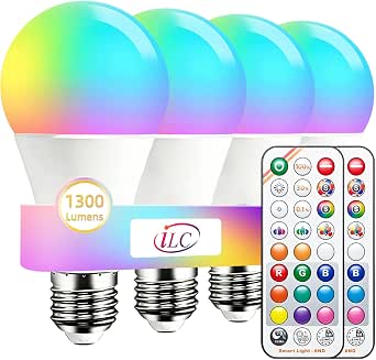 ILC Color Changing Light Bulb 120W Equivalent, 12W with Remote Control E26