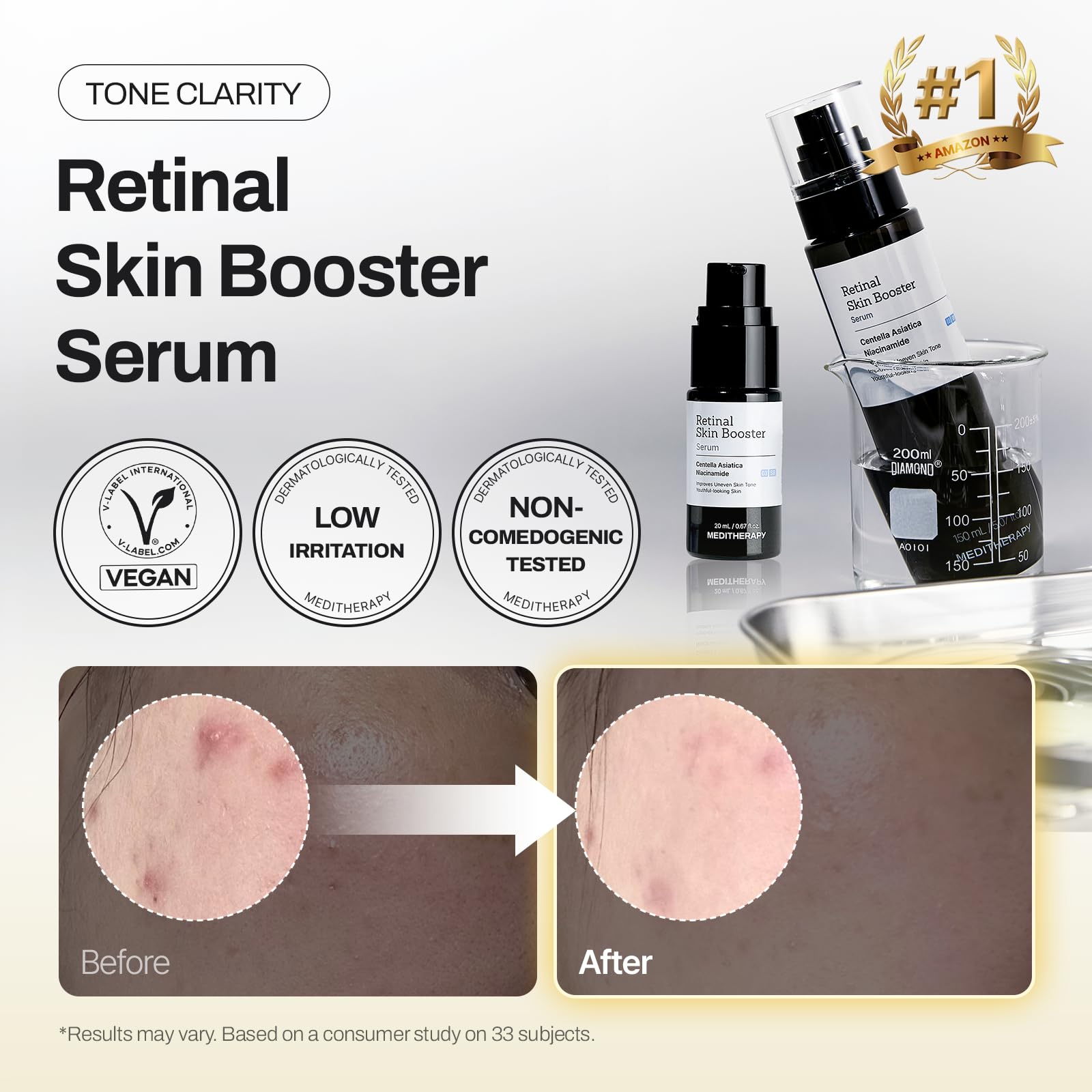 MEDITHERAPY Gentle Boost Korean Skincare Kit with Retinal, Hyaluronic Acid & Squalane