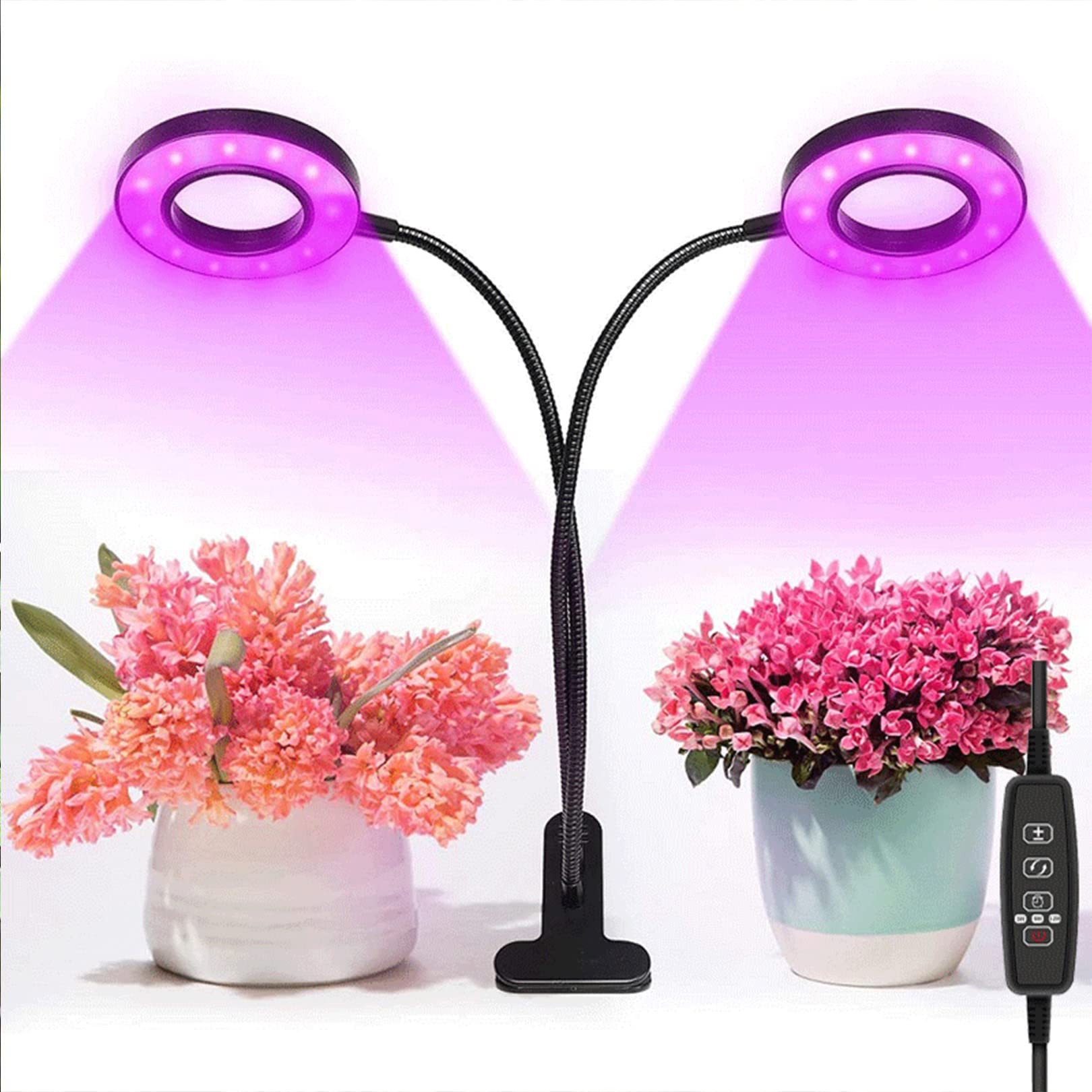 Luz LED de Cultivo, lámpara de Crecimiento de Plantas para Interior con Espectro Completo Azul, Cuello Ajustable para plántulas Que Crecen y fructifican