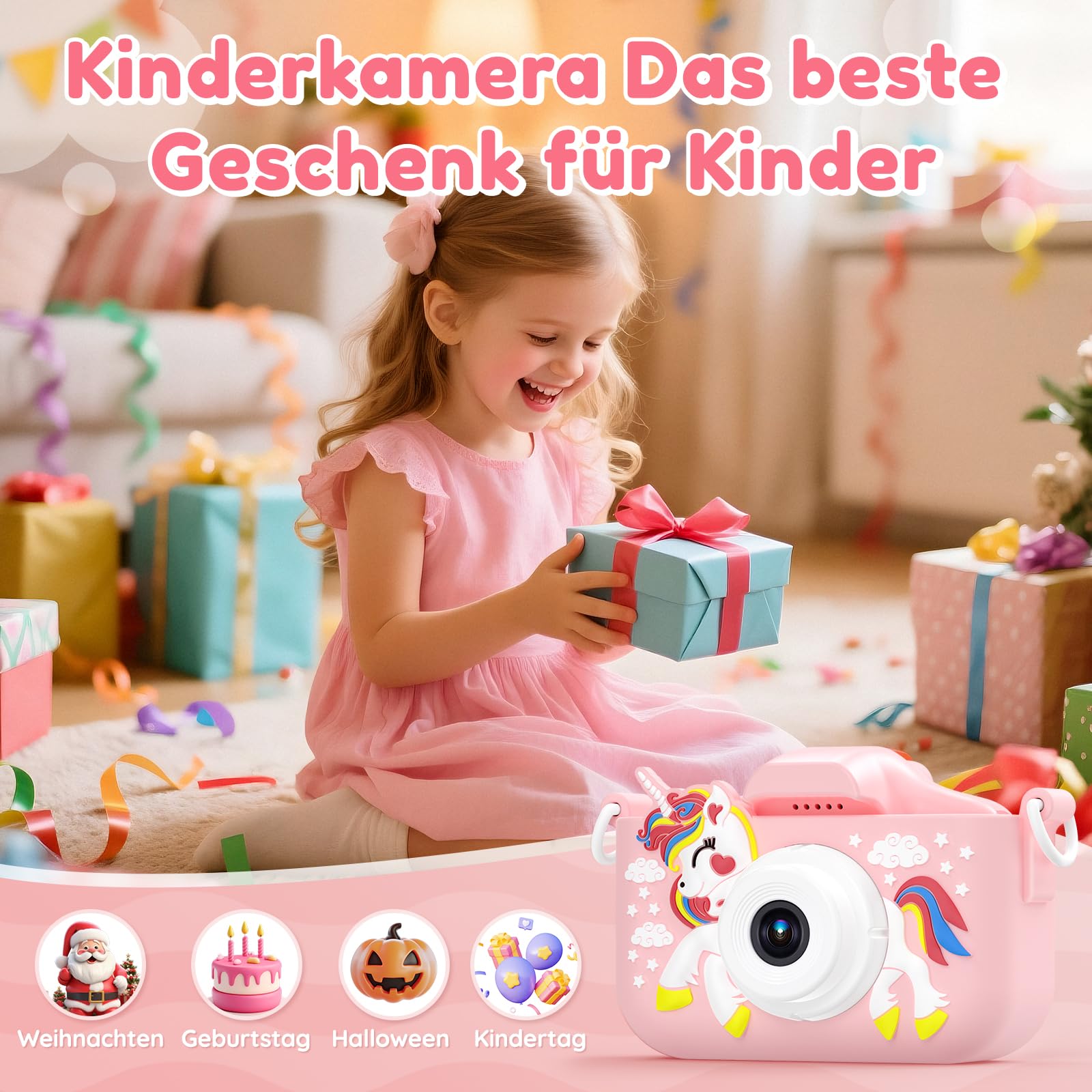 Kinderkamera Sofortbildkamera mit 1080P Fotos Drucken, 32GB Karte, 3 Rollen Druckpapier, Geschenke für Jungen Mädchen 3-12 Jahren