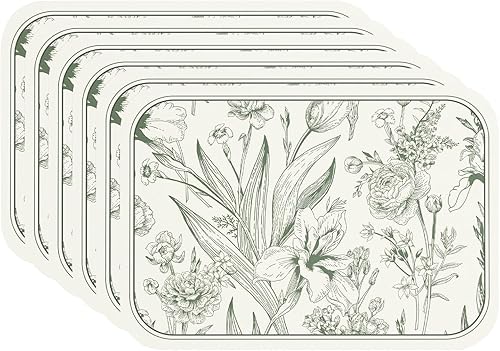 Miniatura 10 de bilingaier - Juego de 6 manteles individuales rectangulares de PVC, resistentes al calor, impermeables, suaves y duraderos, patrón de calalilia