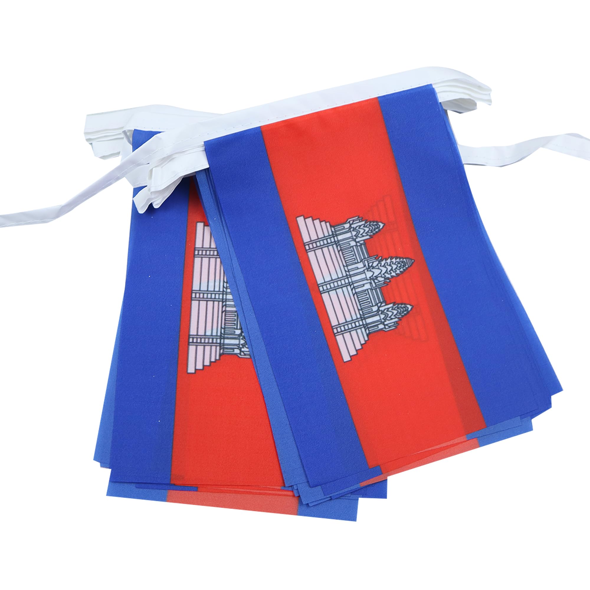 AZ FLAG Cambodia Bunting Flag, 20 Ft Garland with 20 Small Cambodian Flags 8'' x 6'', 100% Polyester String Pennant, 6 meters