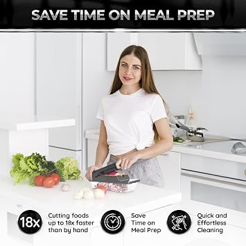 Nutrislicer XL Vegetable Chopper with Container, 2 in 1 Mandoline Slicer, 4 Blades, Hands Safe Fast Cutting, Food Slicer