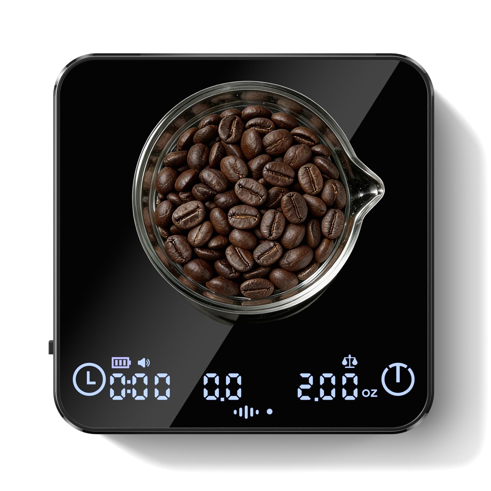 Digital Coffee Scale with 1800mAh Rechargeable Battery,Scales 0.01g, Auto Coffee Ratio,Type-C Charging,Timer & Heat-Resistant Silicone Pad for Espresso & Pour Over