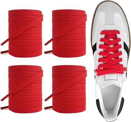 UamGlsob 2Pairs Shoelaces for Samba Classic/Spezial/SL Sneaker, Flat No-Slip No-Fray No-Pilling Poly Cotton Replacement Laces