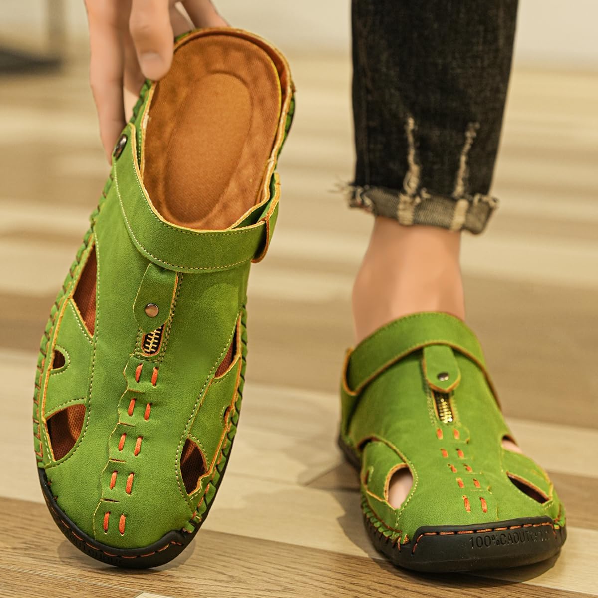 Women's Leather Sandals Adjustable Backstrap Fisherman Sandals Comfortable Outdoor Casual Summer Beach Walking Slippers