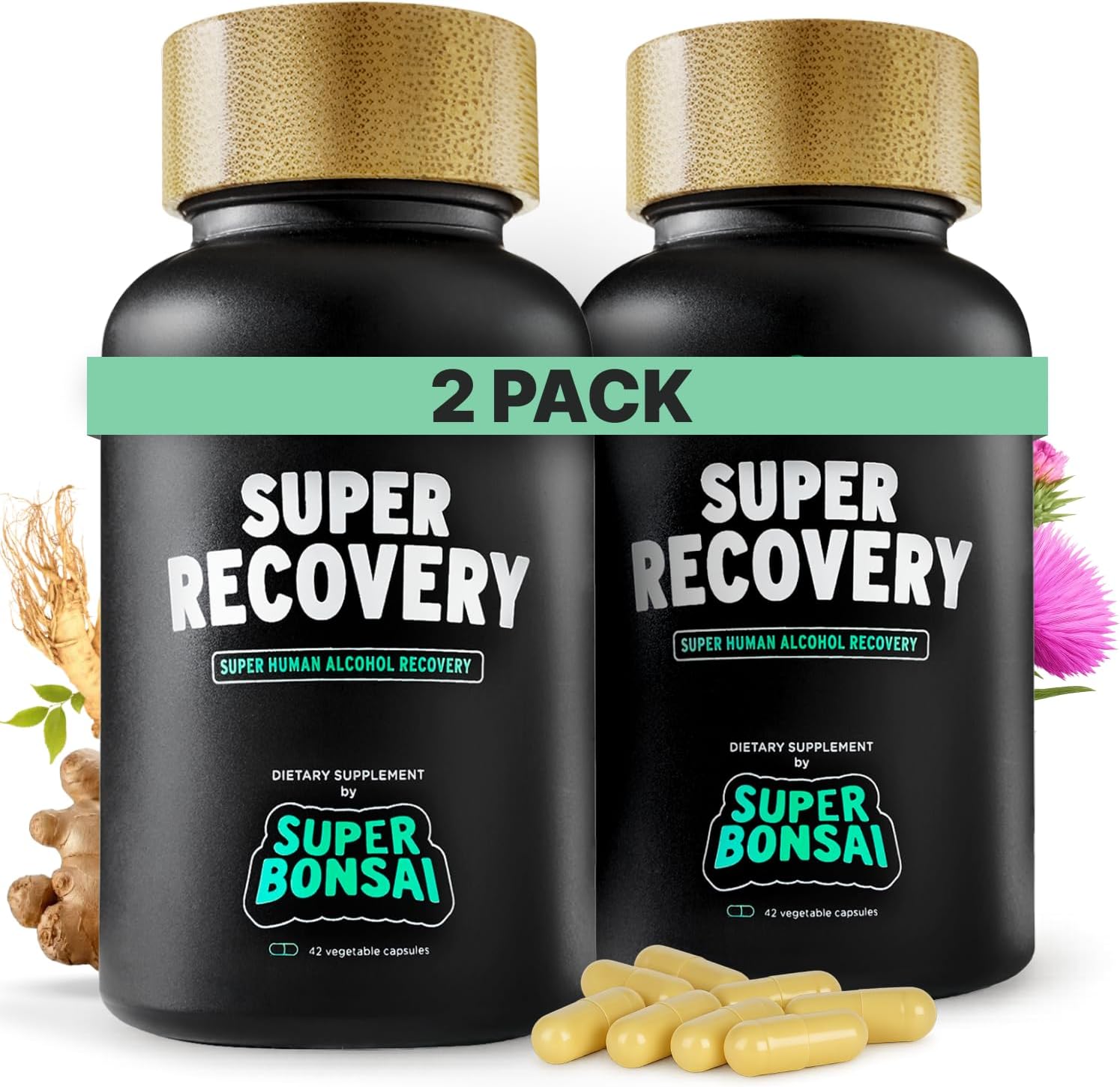 SuperBonsai Super Recovery Capsules for Post Celebration and Morning Relief - All Natural Holistic Support - 3 Capsules Taken Before Drinking and an Optional Serving After (28 Servings)