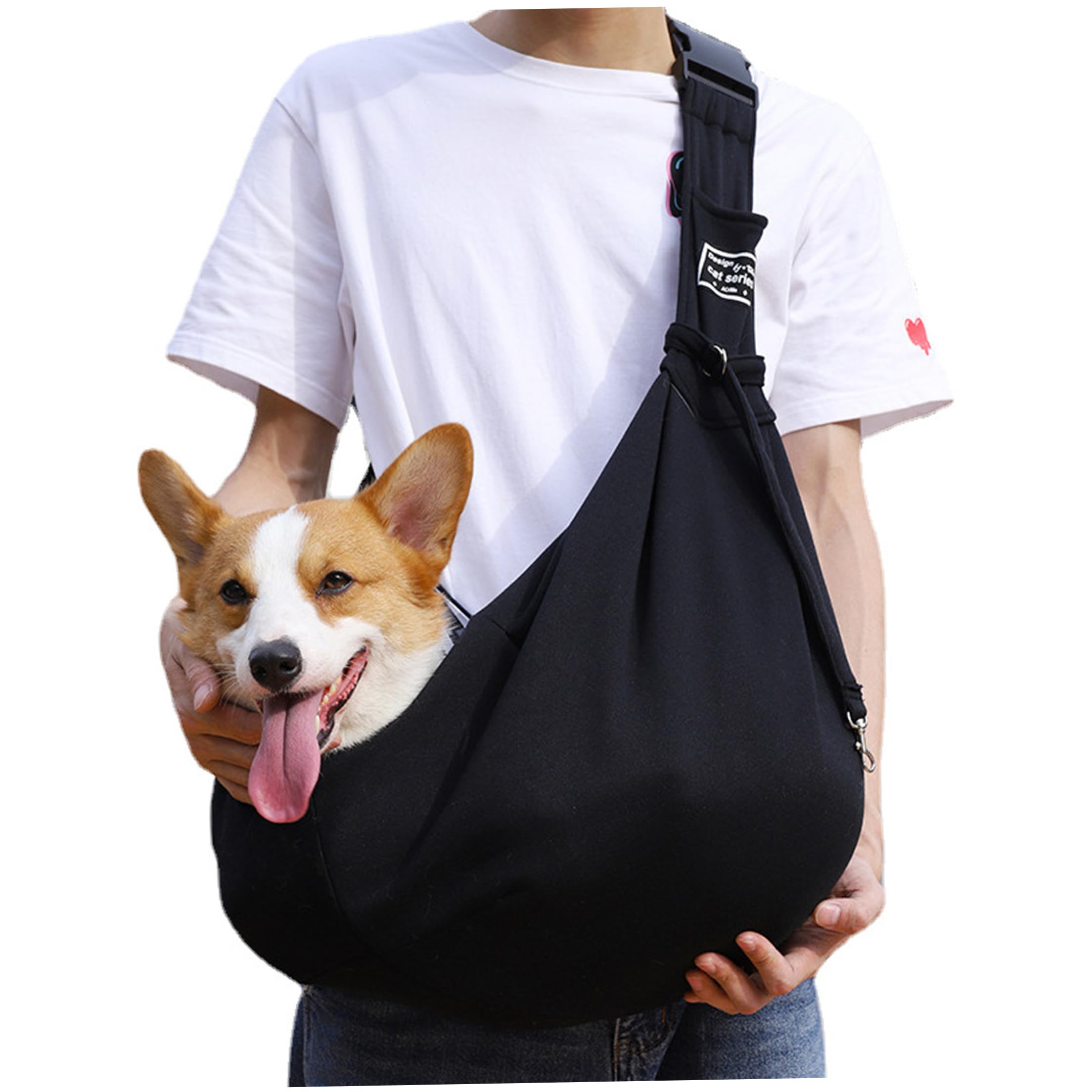 Eslinga para transportar perros ligera y transpirable hasta 16.5 libras negra