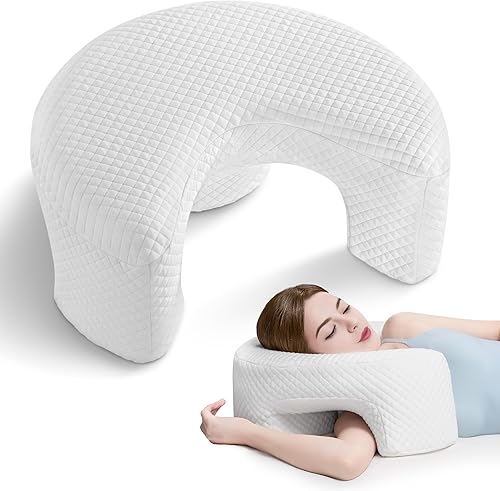 Almohada de dormir lateral con agujeros para los brazos, almohada ergonómica de espuma viscoelástica para alivio del dolor cervical, cuello, hombros