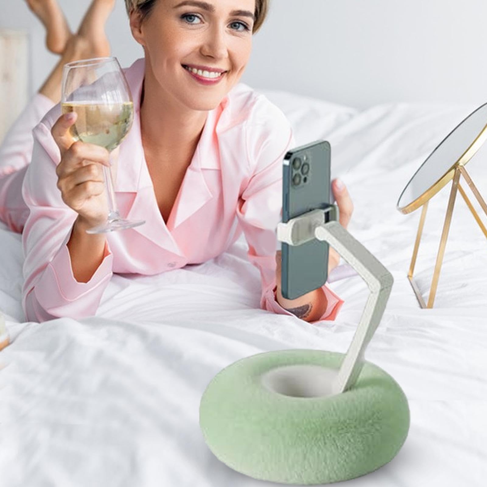 Regulowany uchwyt na telefon do przytulania, wygodna podstawka do telefonów komórkowych i tabletów, miękki stojak na poduszkę do wygodnego oglądania, ergonomiczny uchwyt na telefon do łóżka