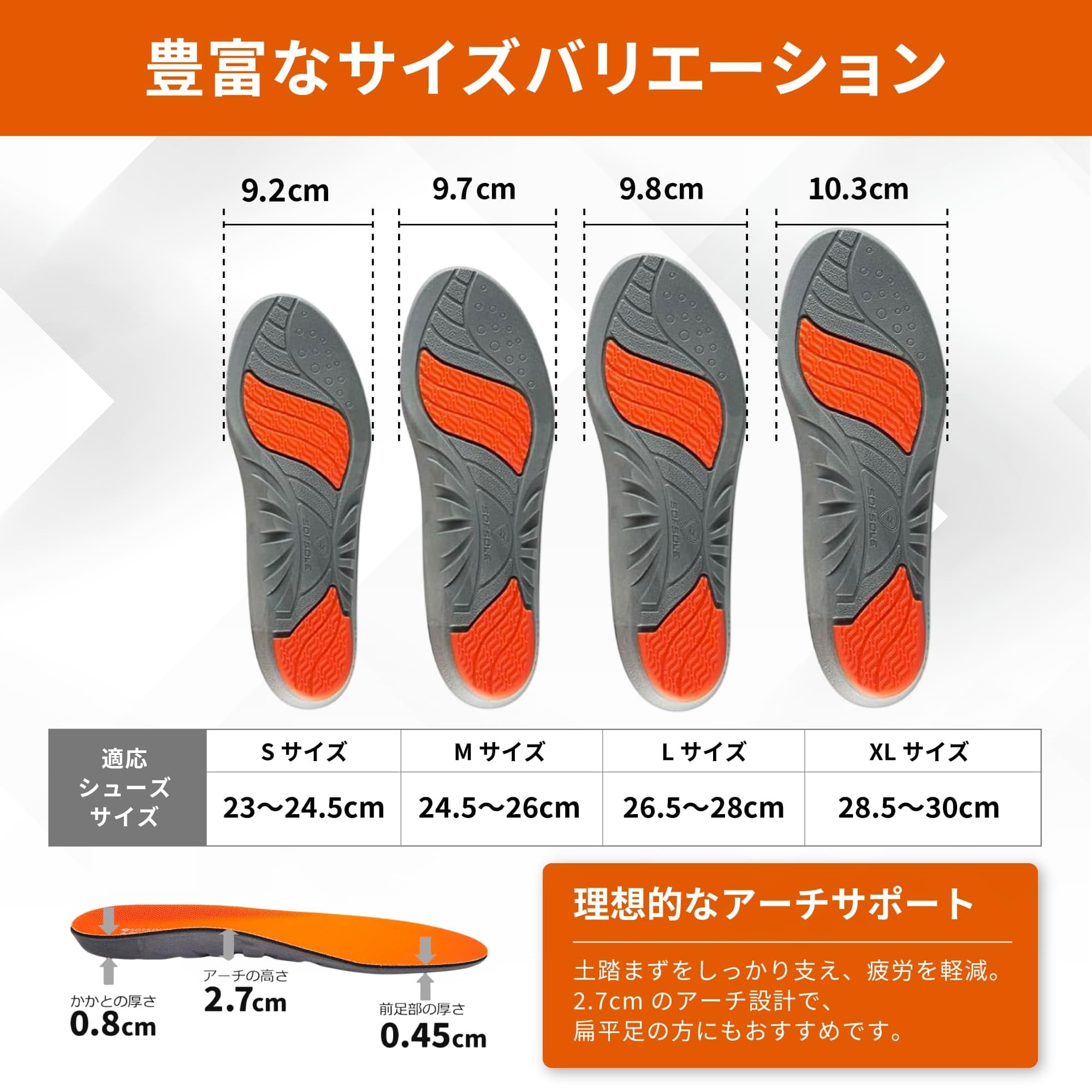 Amazon.co.jp: ソフソール(SOFSOLE) インソール 衝撃吸収 高反発ジェル