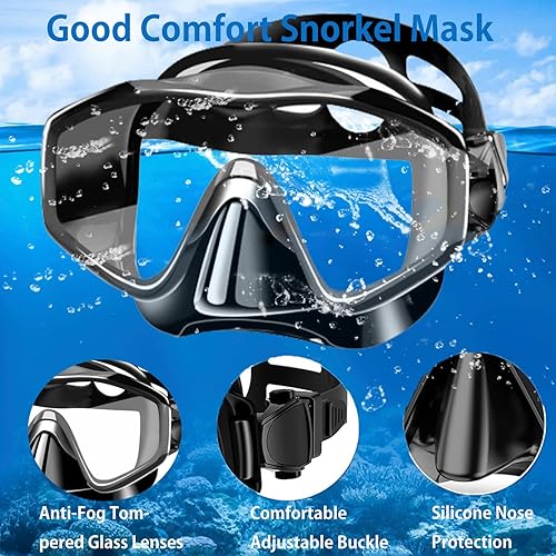 Miniatura 4 de Máscara de snorkel para adultos, juego de esnórquel seco, equipo de esnórquel para adultos, máscara panorámica de natación de vista amplia,