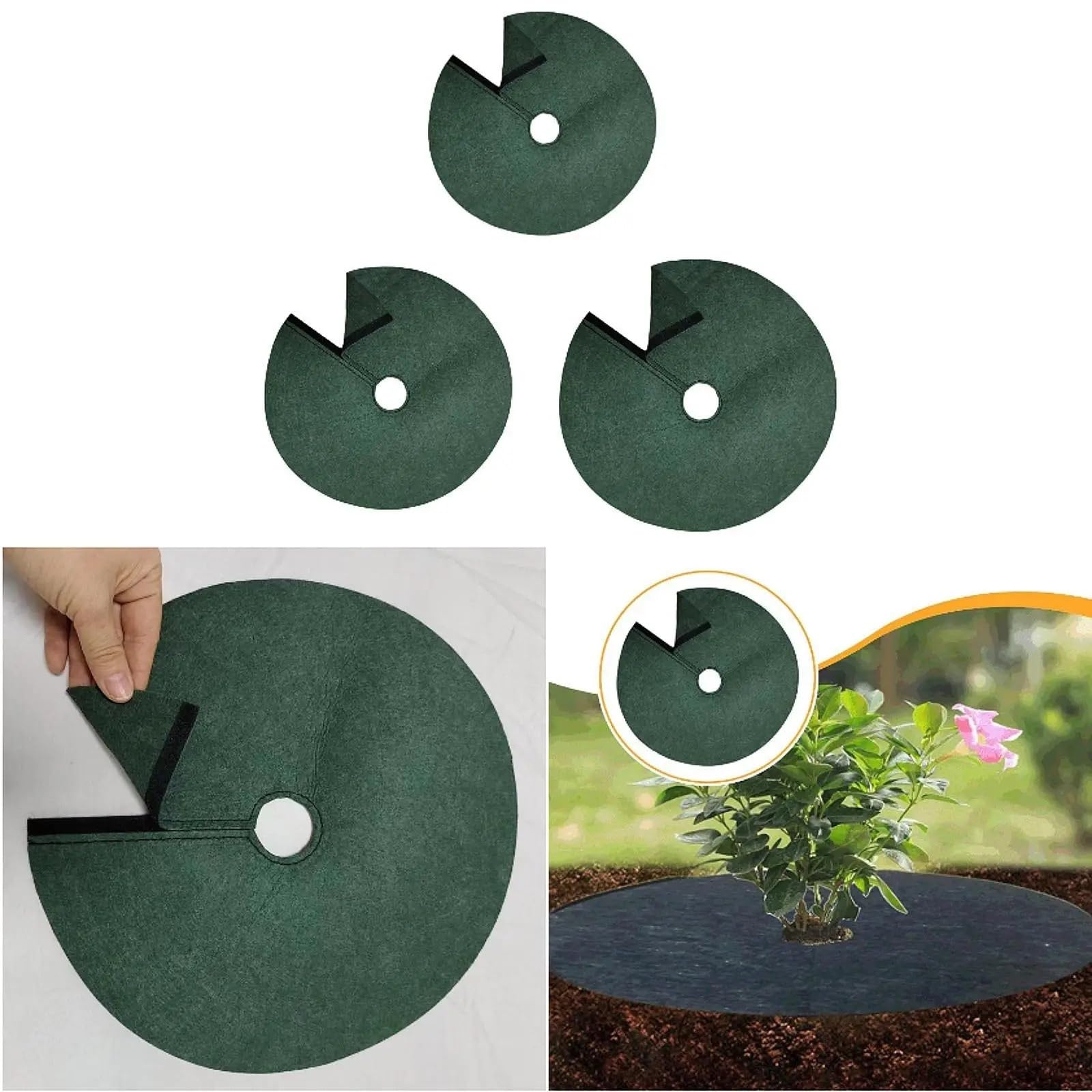 15 Anelli di pacciamatura for Alberi for Il Controllo delle Erbacce, Copertura in Tessuto for Giardinaggio, Protezione for Frutta per Giardino(L)
