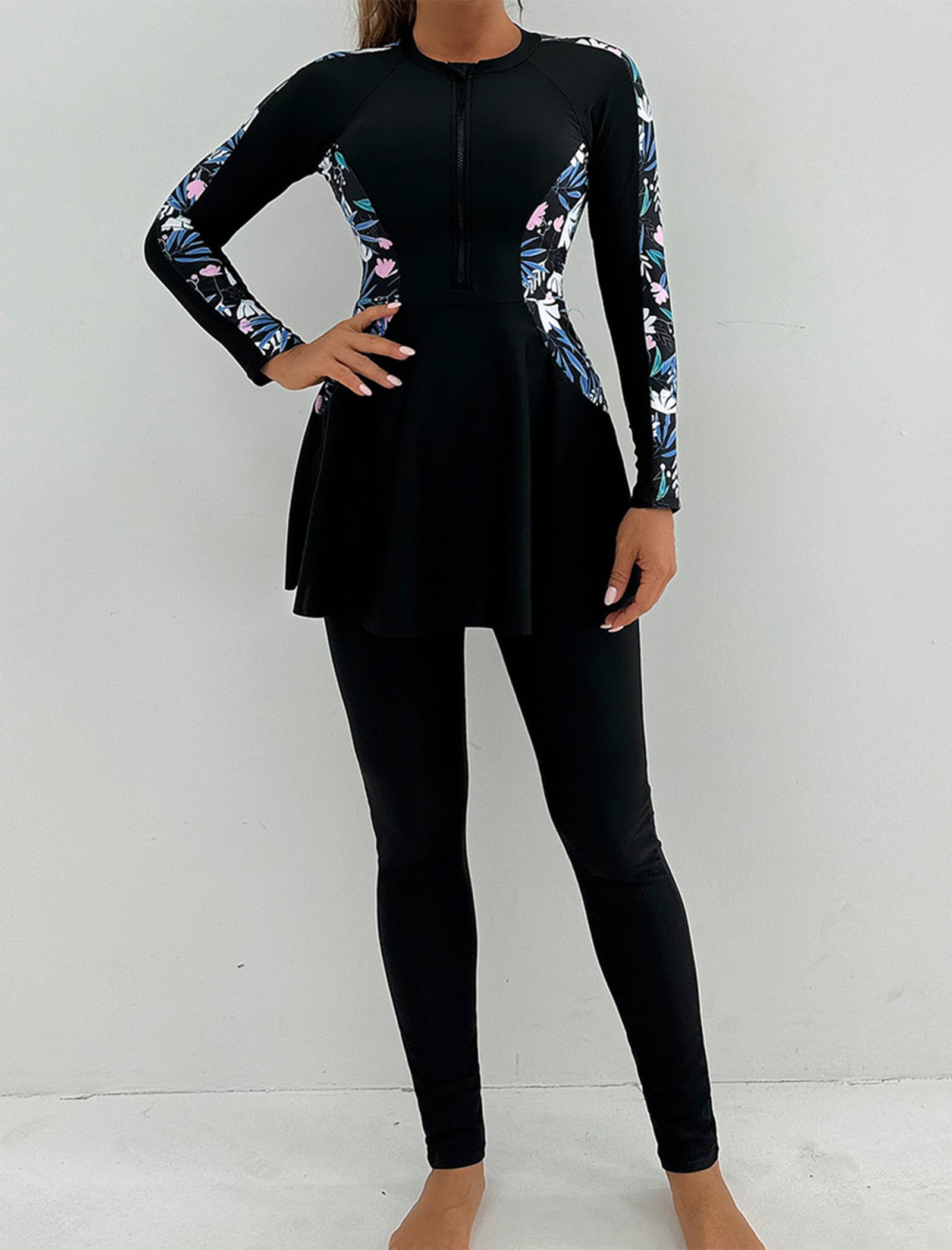 Femmes Maillot de Bain Musulman: Doux Complet 2 Pièces Burkinabi Manches Longues Haut Pantalon Natation Anti - éruption - Maillot de Bain Islamique