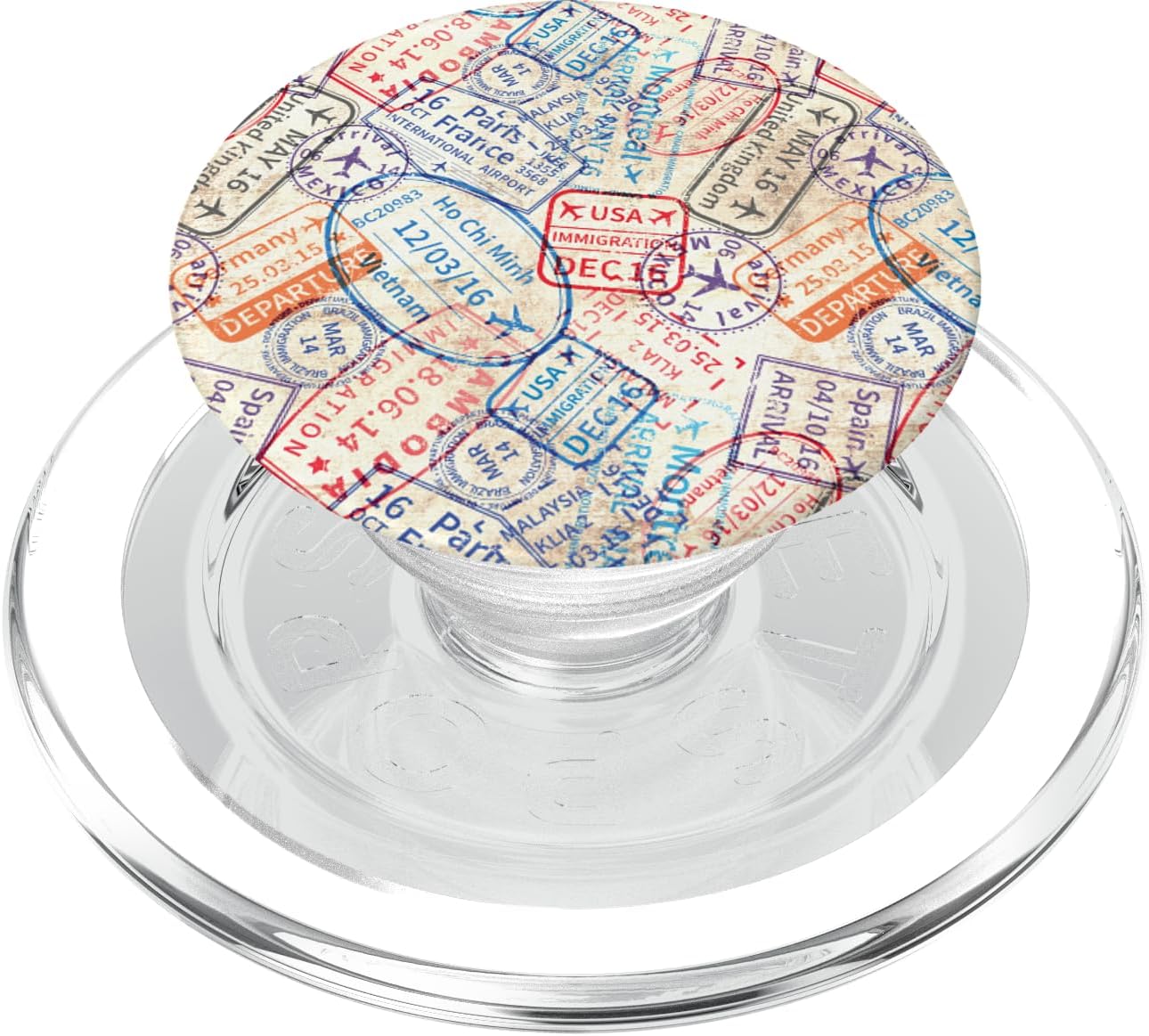 Vacation Travel Passport Stamp Travelers PopSockets PopGrip for MagSafe