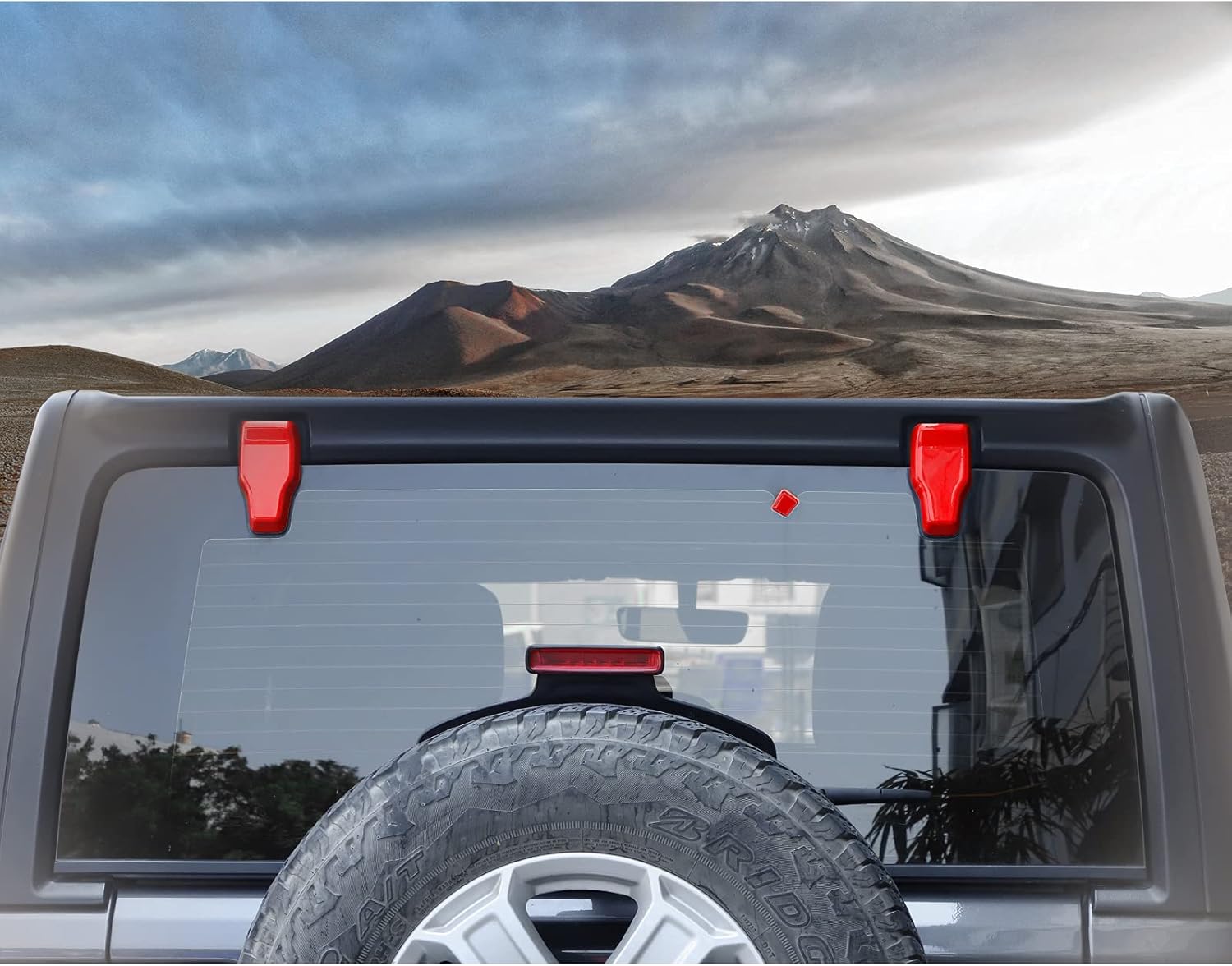 Rear Tail Door Window Hinge & Rain Wiper Nozzle Decorative Cover Fit for 2018-2026 Jeep Wrangler JL JLU(Red)