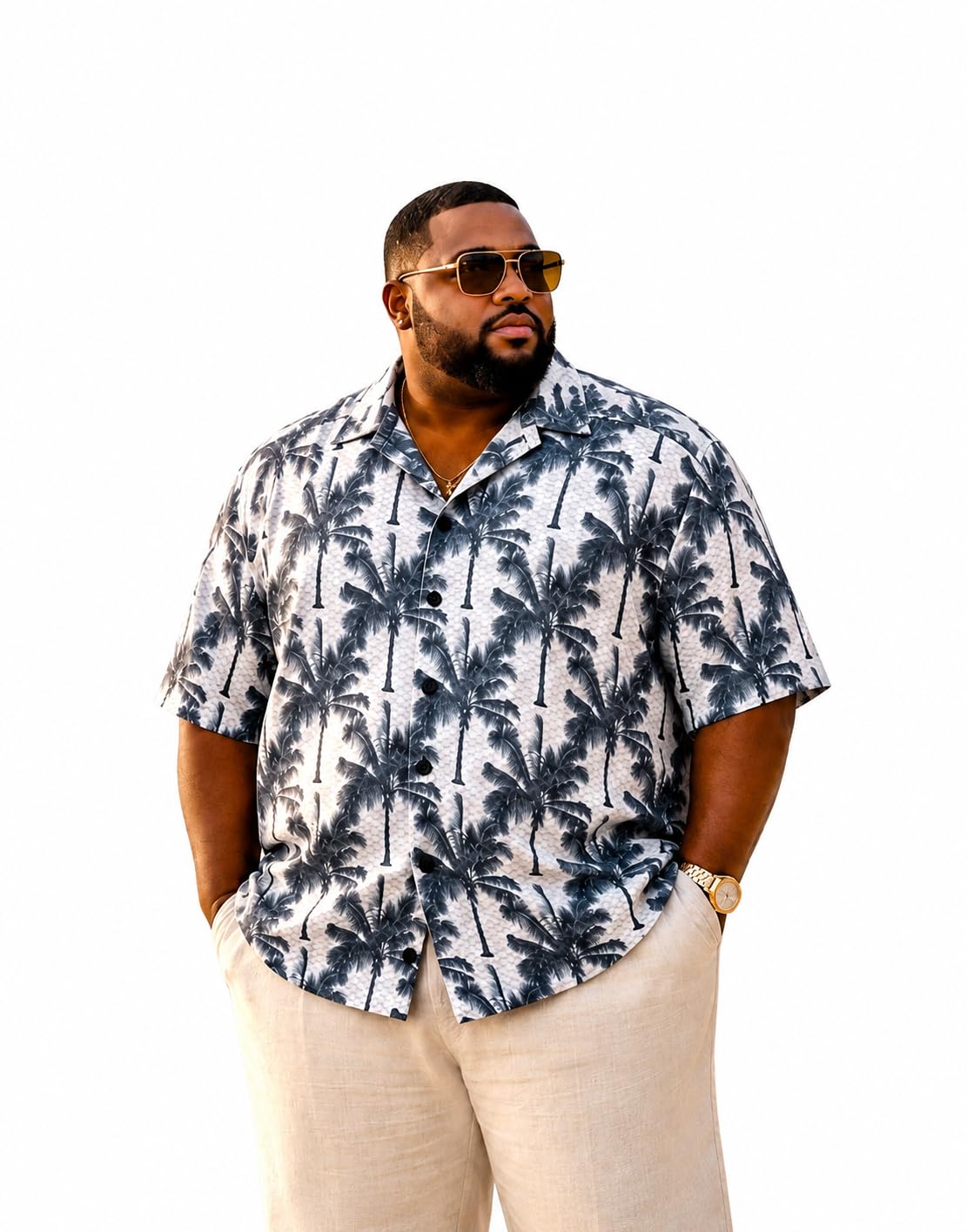 toughtees Men's Hawaiian Shirt, Palm Tree Print, Short Sleeve, Button-Up, Casual Beach Style-picture-12