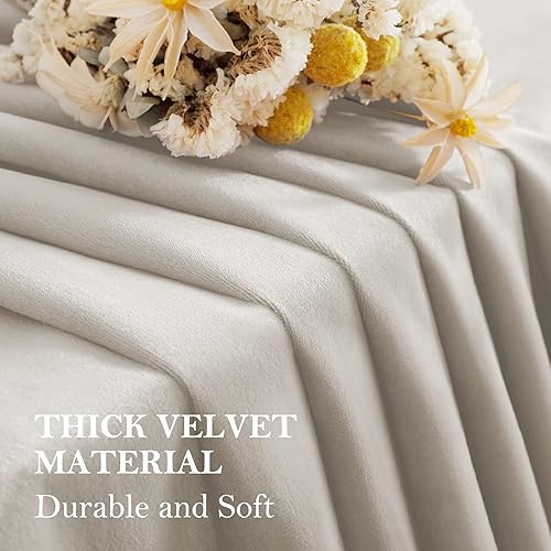 Miniatura 2 de HOMEIDEAS Cortinas opacas de terciopelo beige, 52 x 63 pulgadas, oscurecimiento de la habitación, con aislamiento térmico y ojales, cortinas de