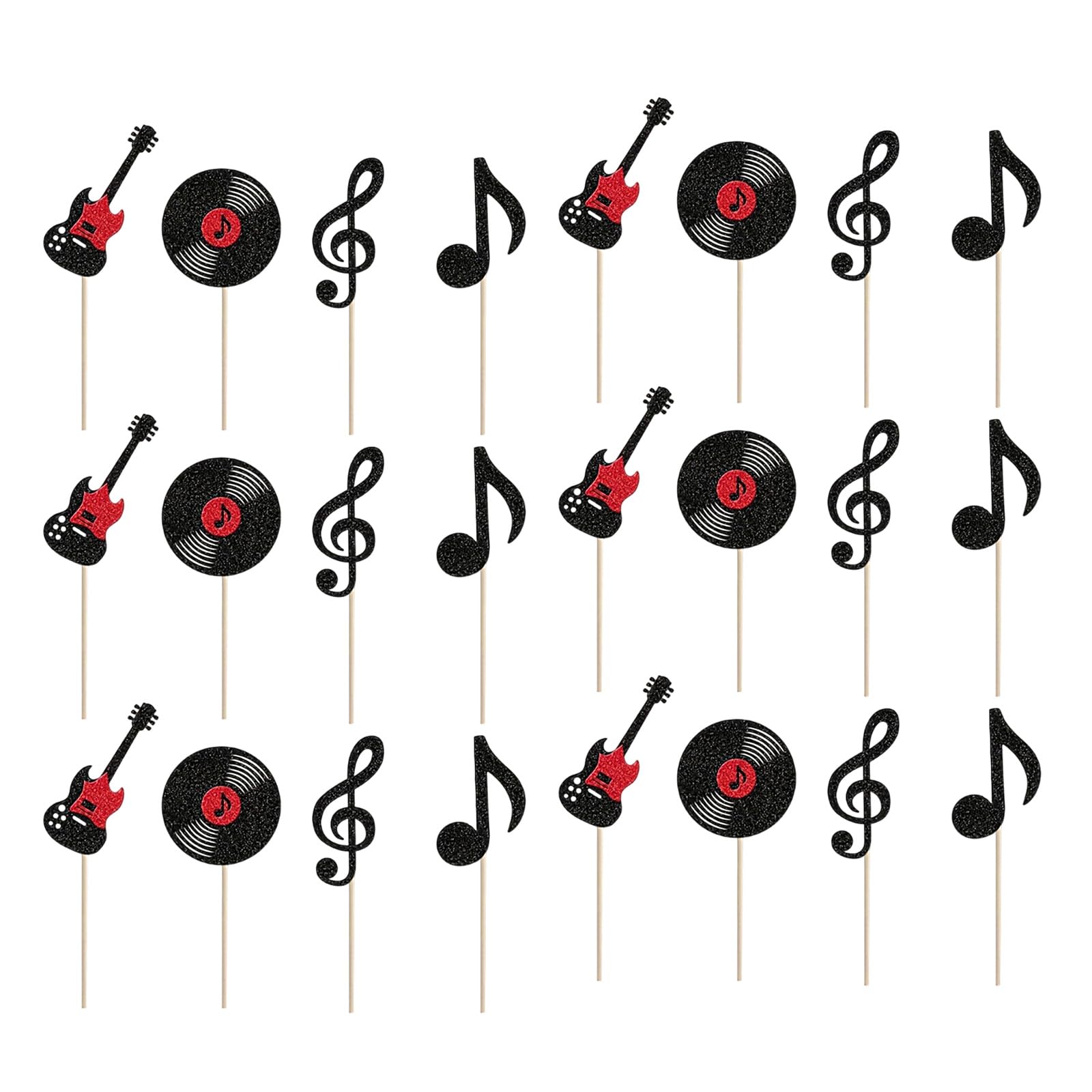 ZEPFJHE Glittering Music Notes Cupcake Toppers 24Pieces Sturdy Paper Cake Decors for Special Event Traditional Cake Decorations
