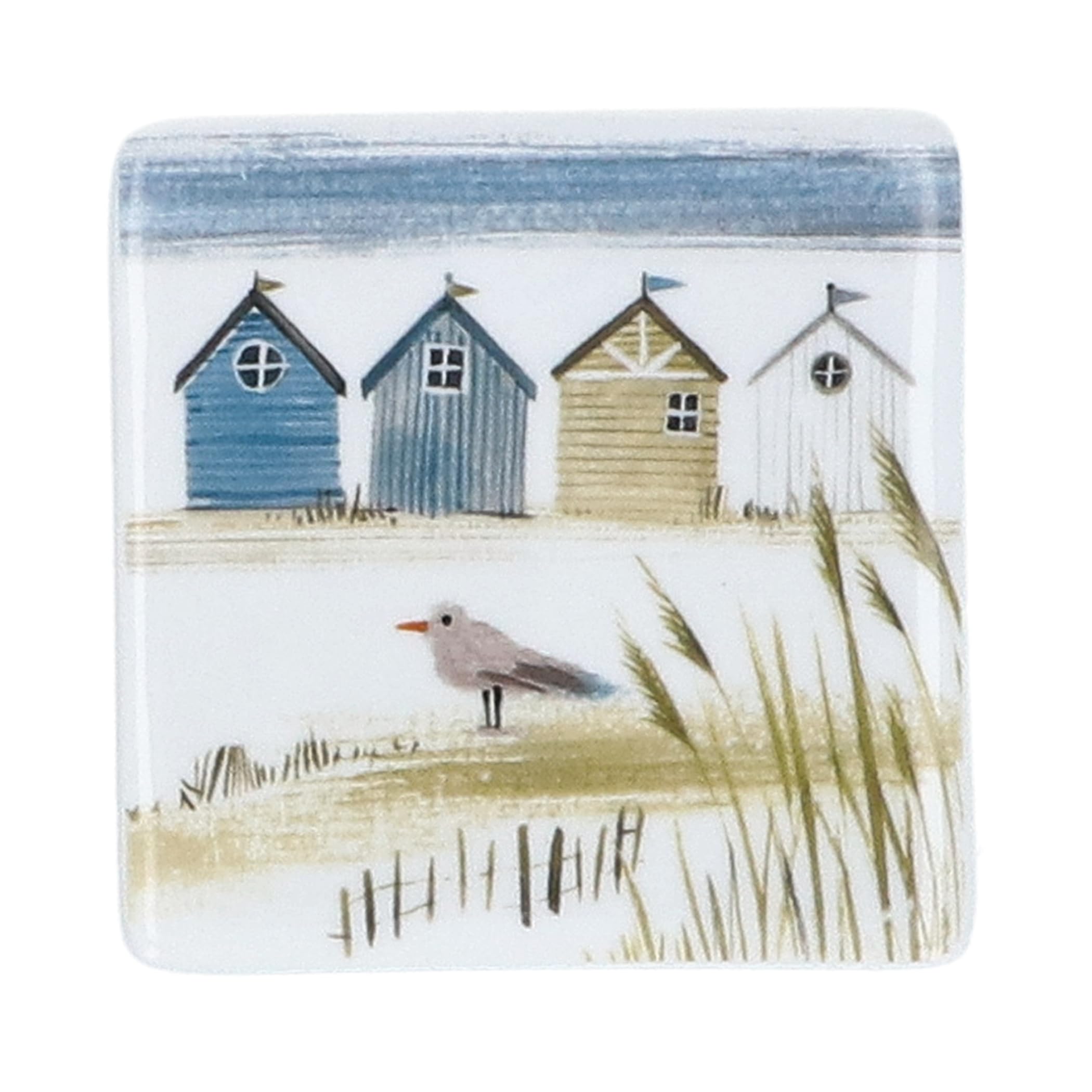 Gisela Graham Nautical Bone China Coaster - Beach Huts