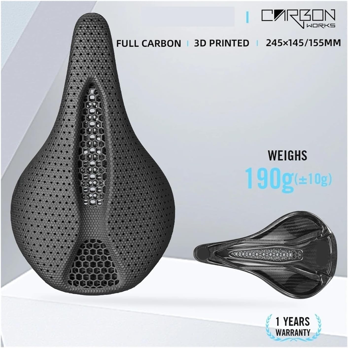 Ultra Full Carbon 3D Printed Bike Saddle 145mm 205g 7 * 9 High Modulus Carbon Fiber Base MTB Mountain Cycling Seat Parts(E)