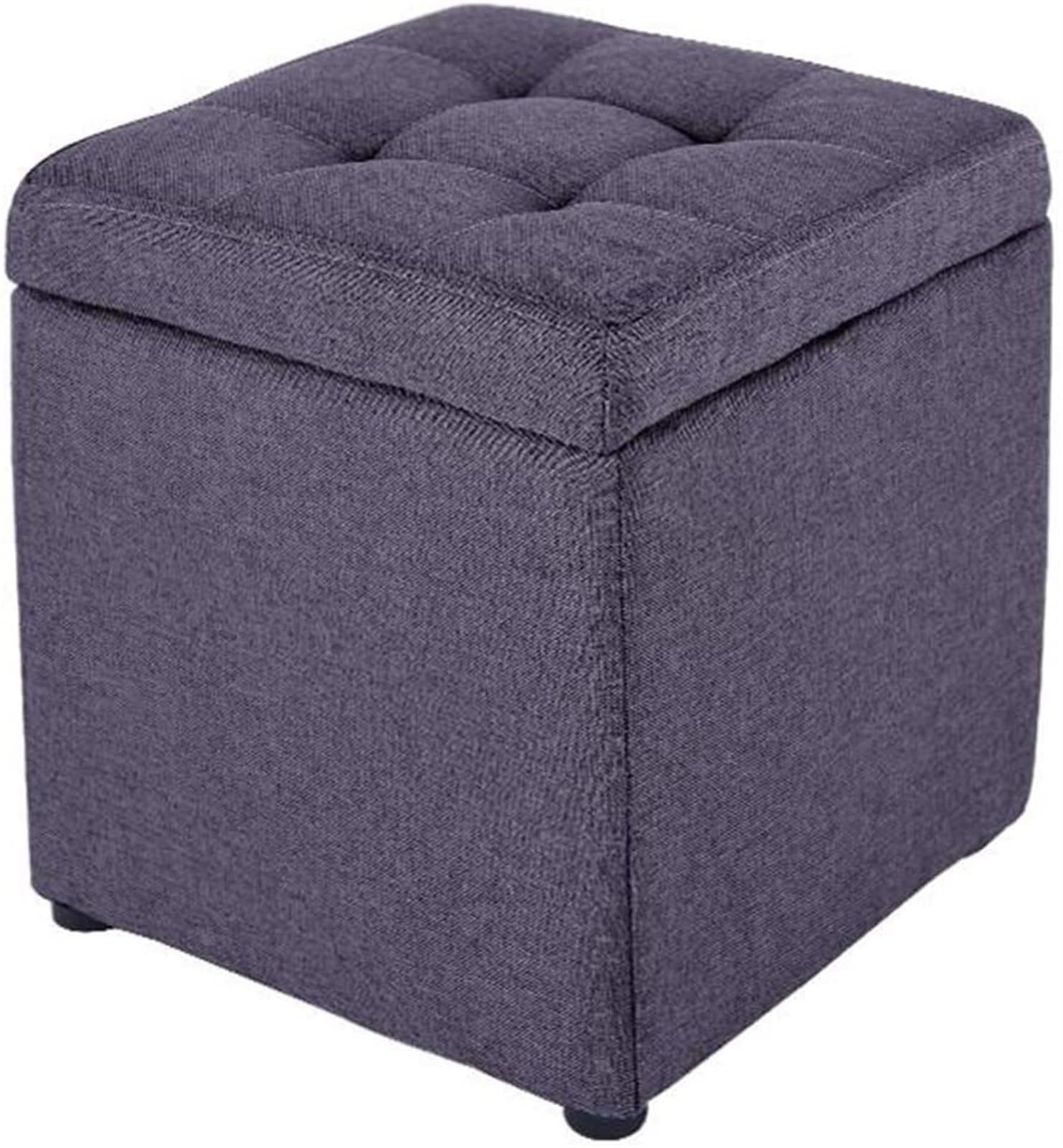 Repose-Pieds Coffre Amovible en Tissu Noir Rembourré pour Gagner de la Place