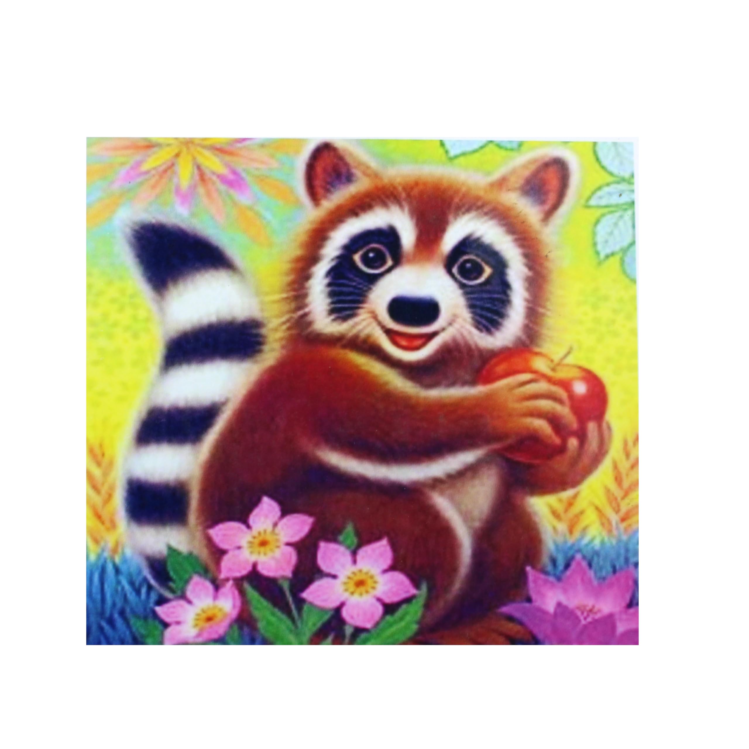 Pracht Creatives Hobby Diamond Painting Set, Picture with Raccoon Motif and Accessories, Craft Kit for Painting with Rhinestones, for Children from 5 Years