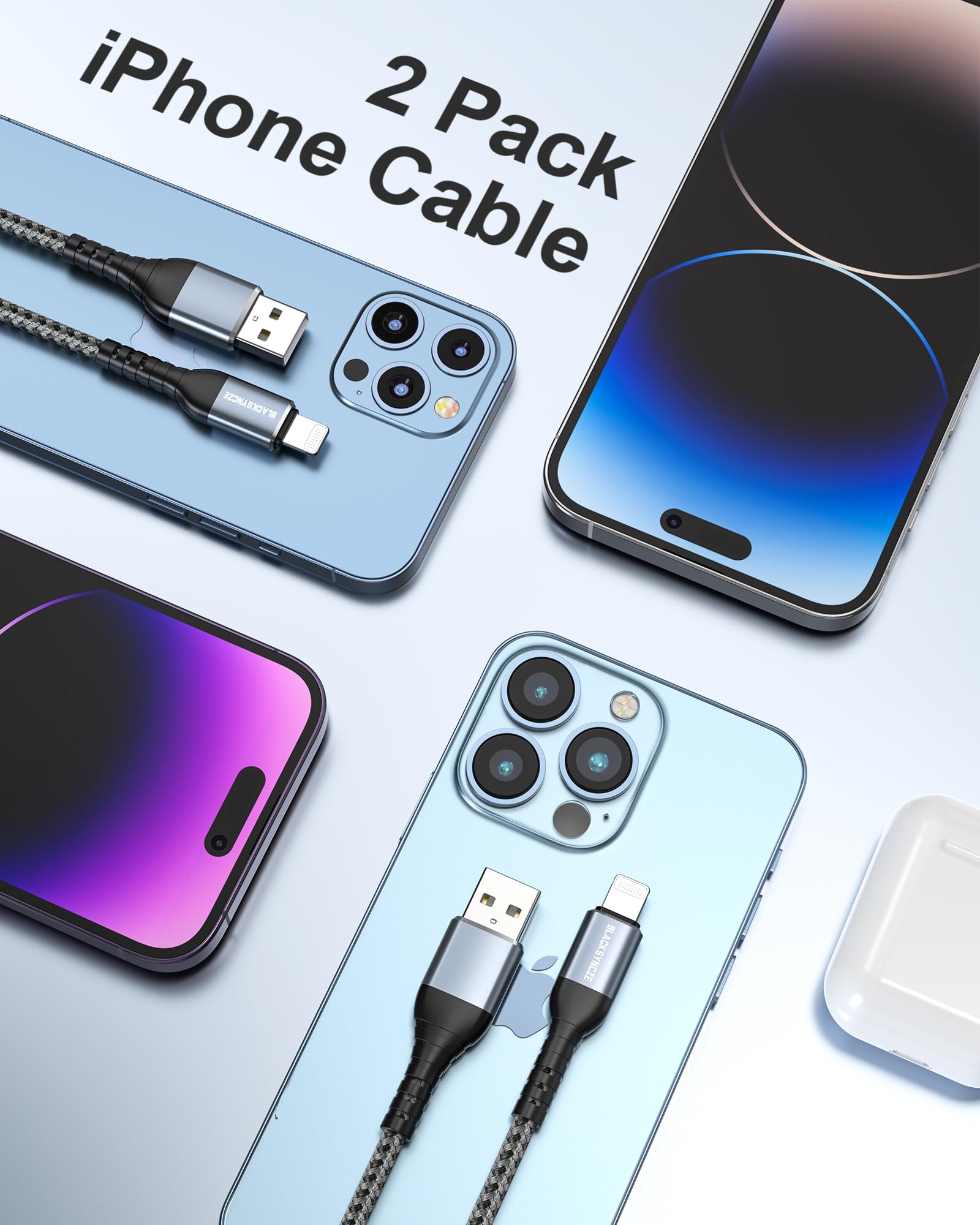 Cavo IPhone MFi Certificato 3m | 2 Pezzi Per Ricarica E Trasferimento Dati | Compatibile Con Tutti I Modelli - Foto 2