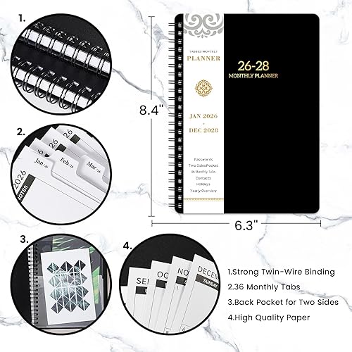 Miniatura 6 de PlanificadorCalendario Mensual 2026-2028 - Planificador Mensual de 3 Años 2026-2028, Ene. 2026 - Dic. 2028, 6.3" x 8.4", planificador mensual con