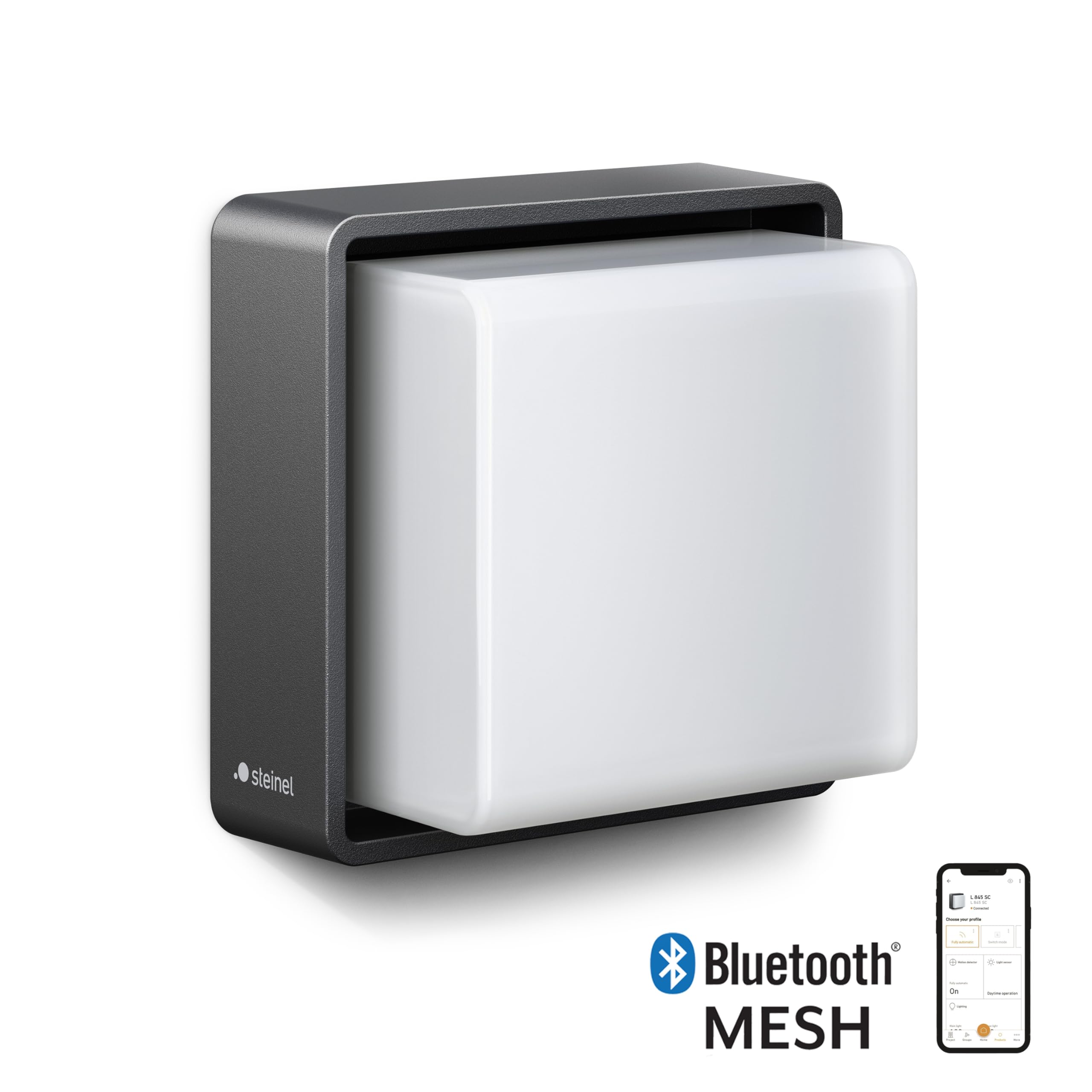 Steinel LED Außenleuchte L 845 SC Connect, Bewegungsmelder, smarte Wandleuchte dimmbar, bedienbar per App, Zeitschaltuhr, Anthrazit