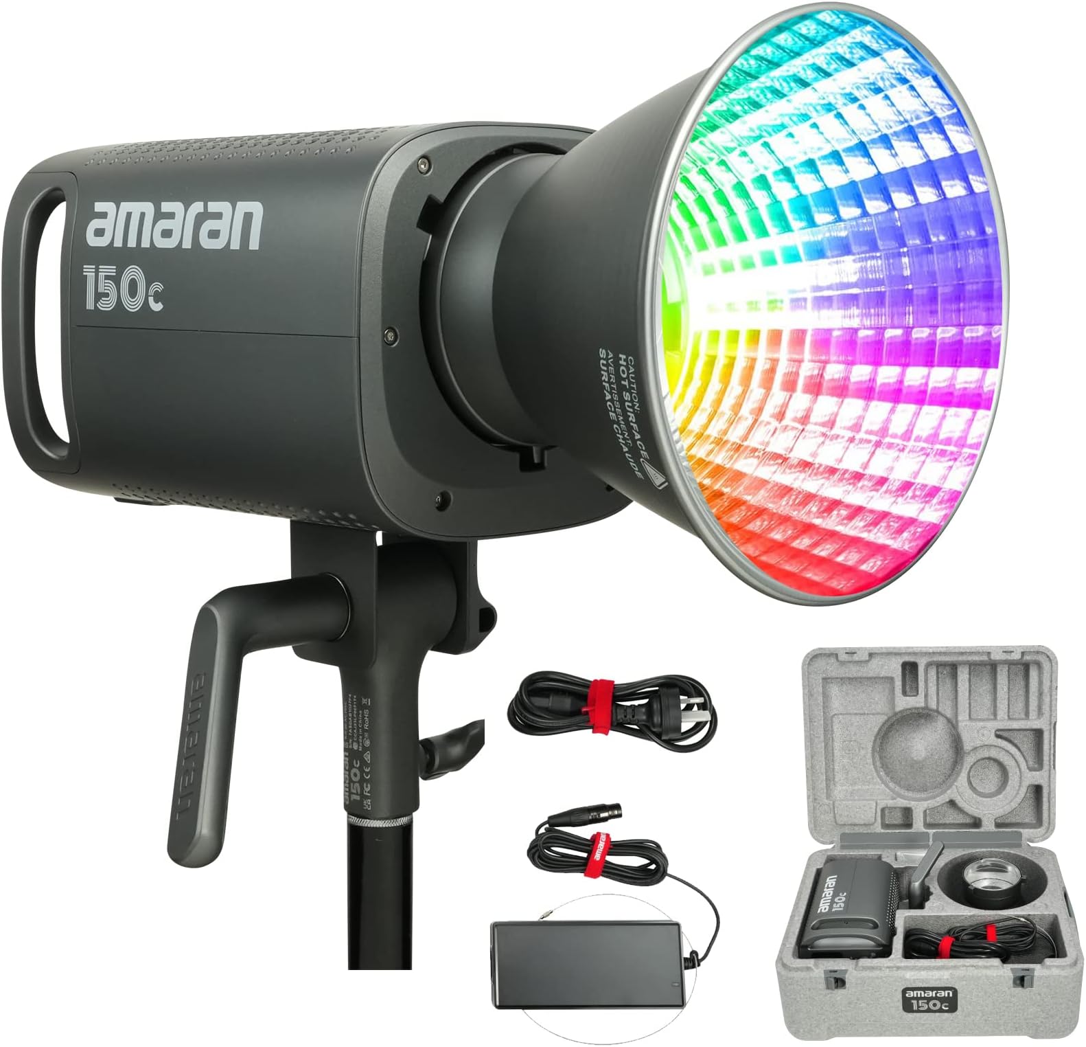 - Aputure Amaran 150c COB Video Light,RGBWW 150W,2,500K to 7,500K CCT with G/M Adjustment,15,610 lux @ 1m with Hyper Reflector,APP Control