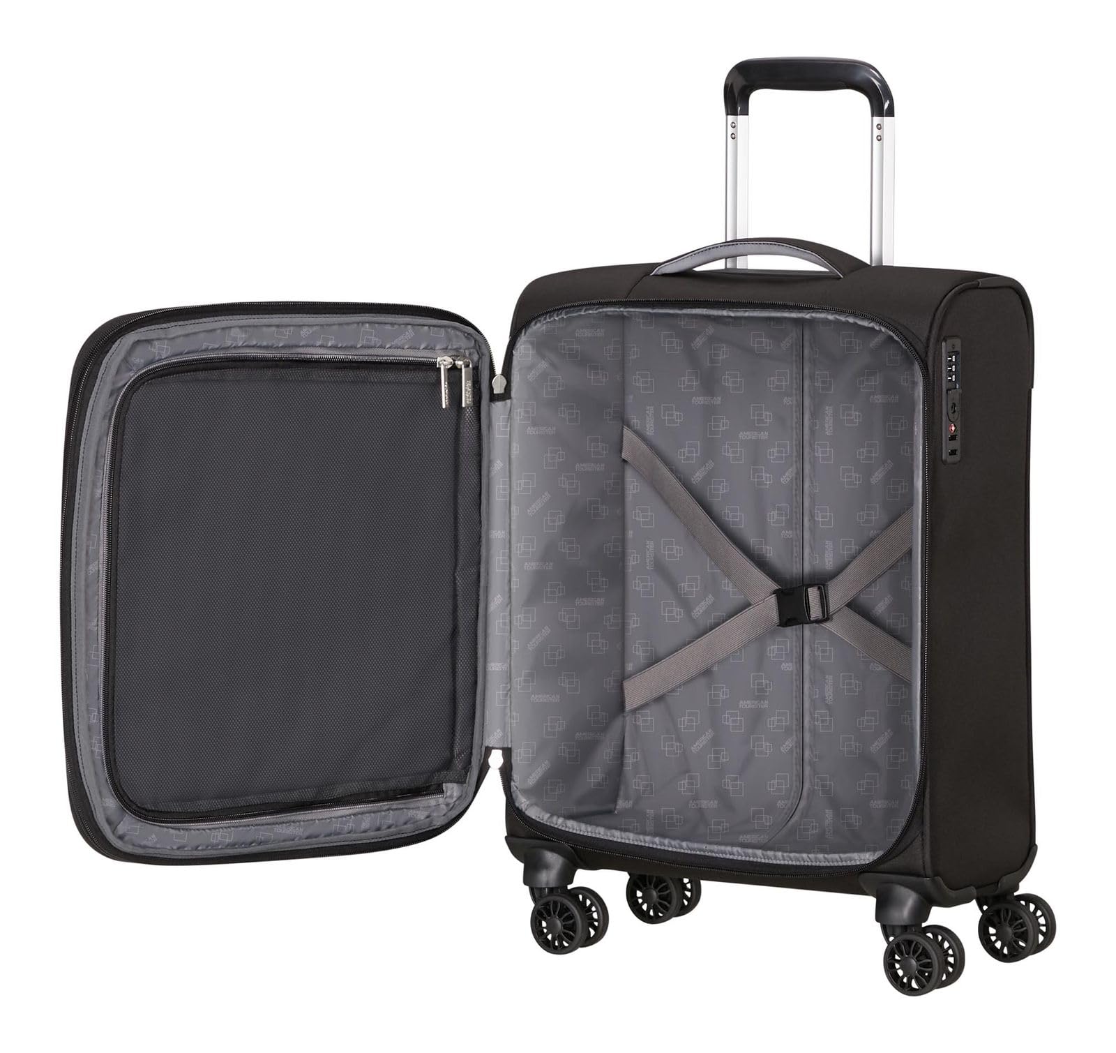 American Tourister Trolley Cloudrider Spinner Exp. TSA Jet Black Negro 55cm