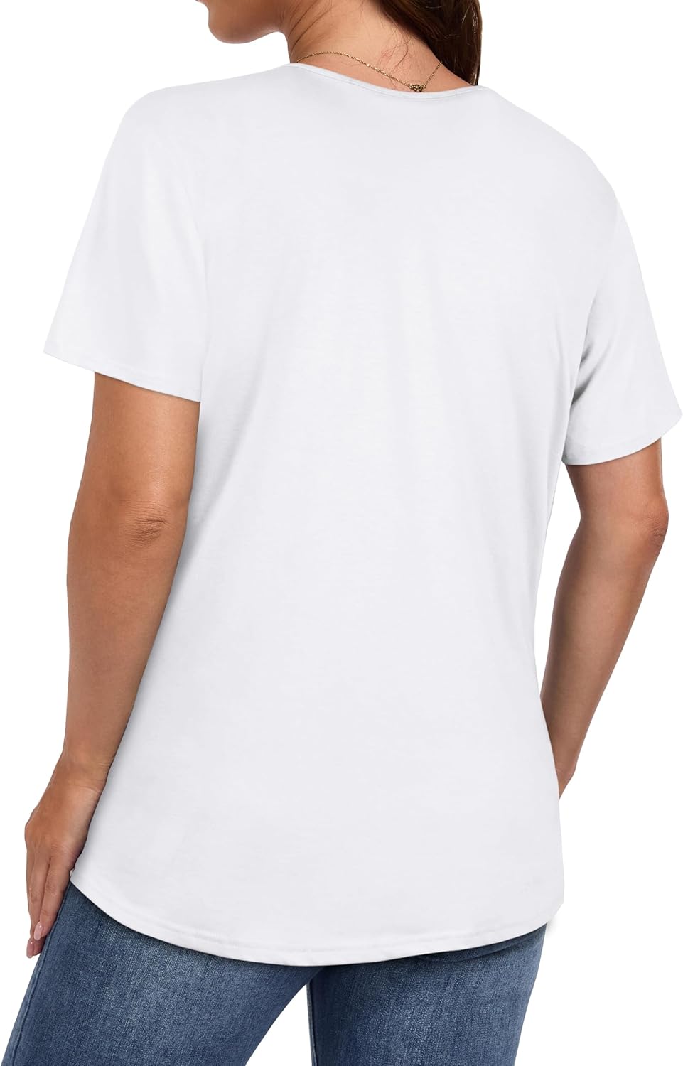 Womens T Shirts Short Sleeve Tops Casual Pleated Front Blouses Flowy Scooped Neck Summer Outfits - Image 6