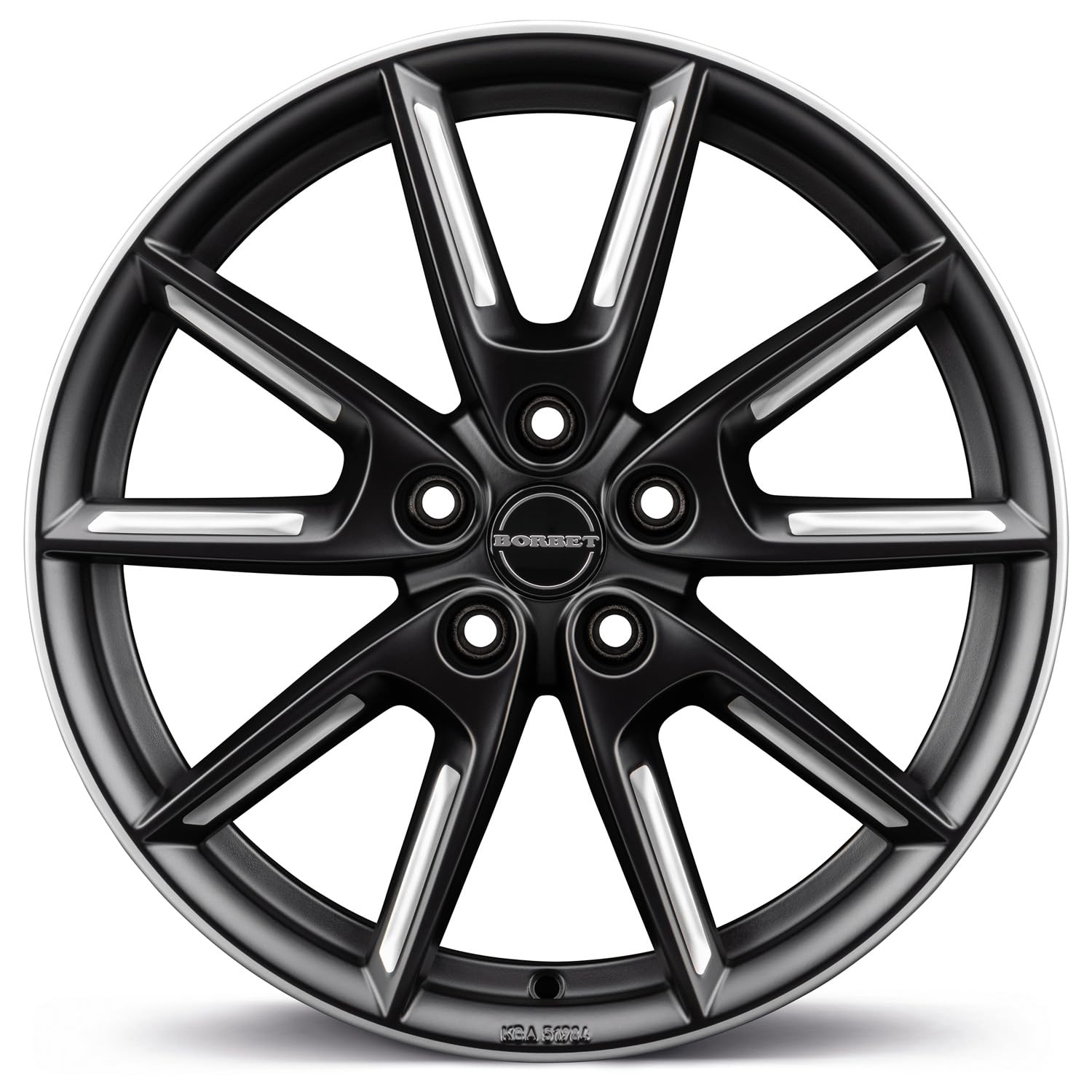 4x Borbet Felgen LX19 8.0x19 ET50 5x108 black matt silver spoke rim kompatibel mit Ford C-Max Edge Focus Galaxy Kuga Mondeo S-Max
