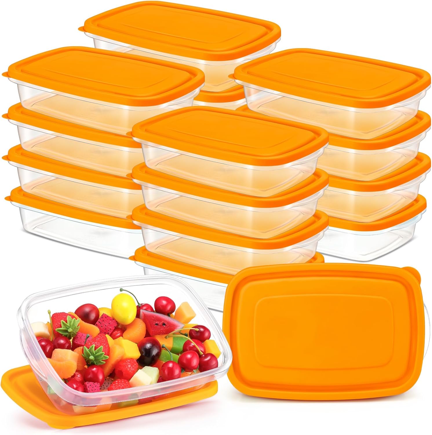 Qinyoung 18 Pcs 33 Oz/ 4 Cups Plastic Food Storage Containers with Lids Portion Box Sets with Cover Stackable Plastic Containers with Lids Microwave Freezer Dishwasher Safe(Blue)