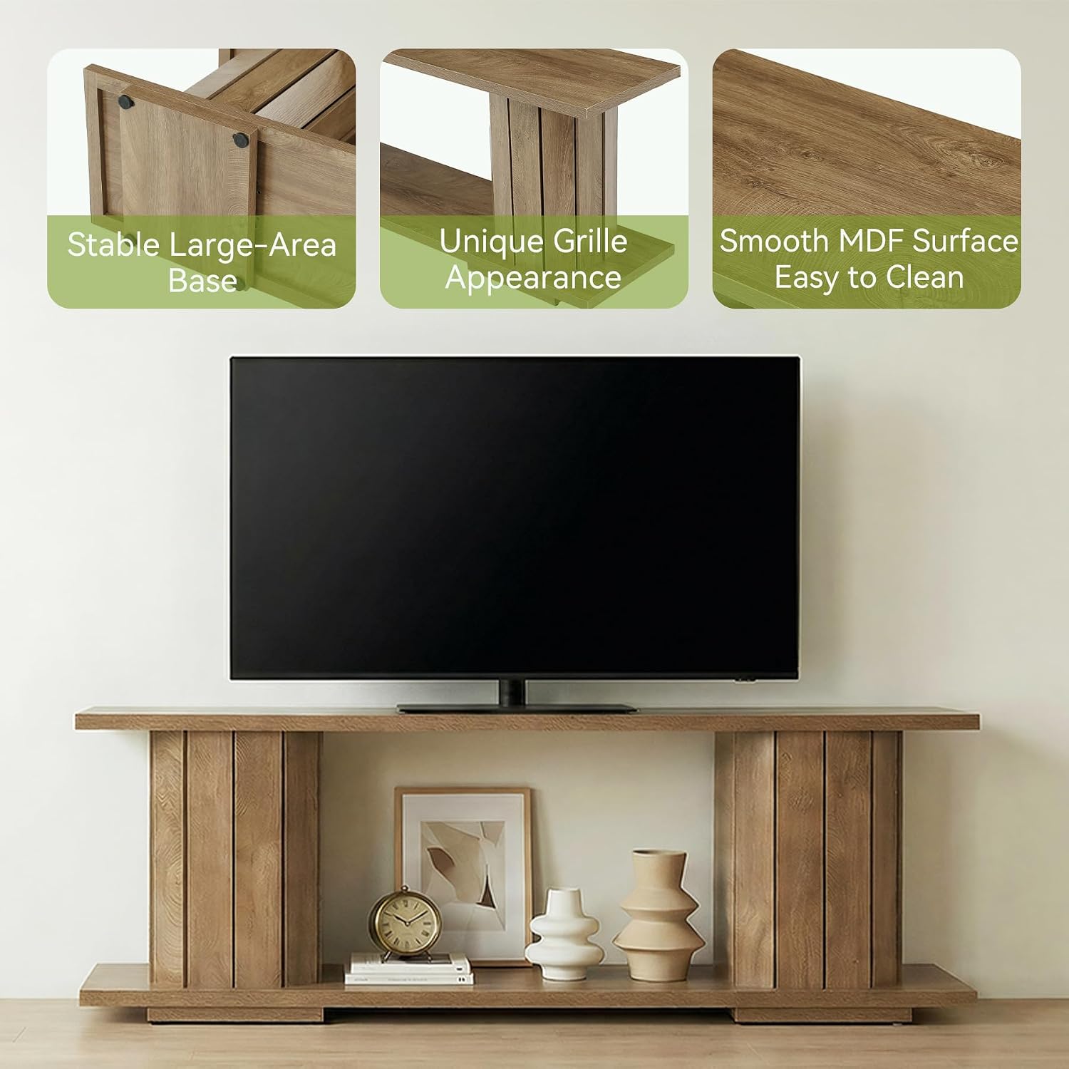 LITTLE TREE Wooden TV Stand for 60/65/70 Inch TVs, Entertainment Center with Open Storage Shelves, Farmhouse TV Console Media Television Stands for Living Room, Bedroom, Natural Wood Color 7 71XKhPlpCmL. AC SL1500