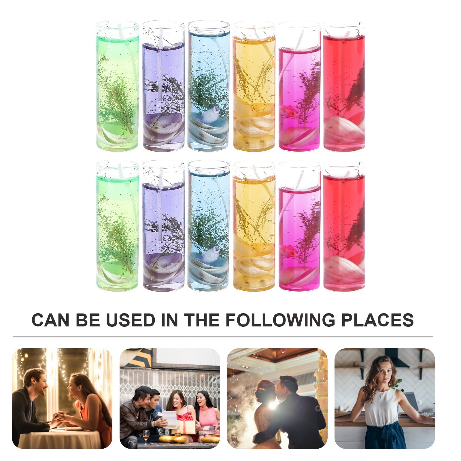 Jelly Wachskerzen 12 Bunte für Romantische Dinnerkerzen | Jelly Wax, 12 Stück, Länger Brennend und Sauberer, für Geburtstage, Familien und Freunde