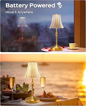 JACKYLED Vintage Cordless Table Lamp, Acrylic Crystal Flower