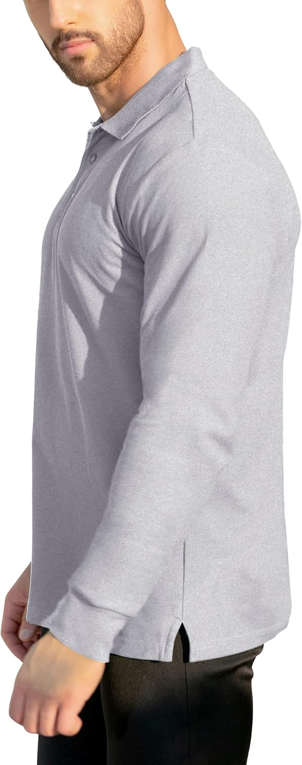 NeedBo Men's Long Sleeve Casual Solid Golf Polo Shirt - Image 3