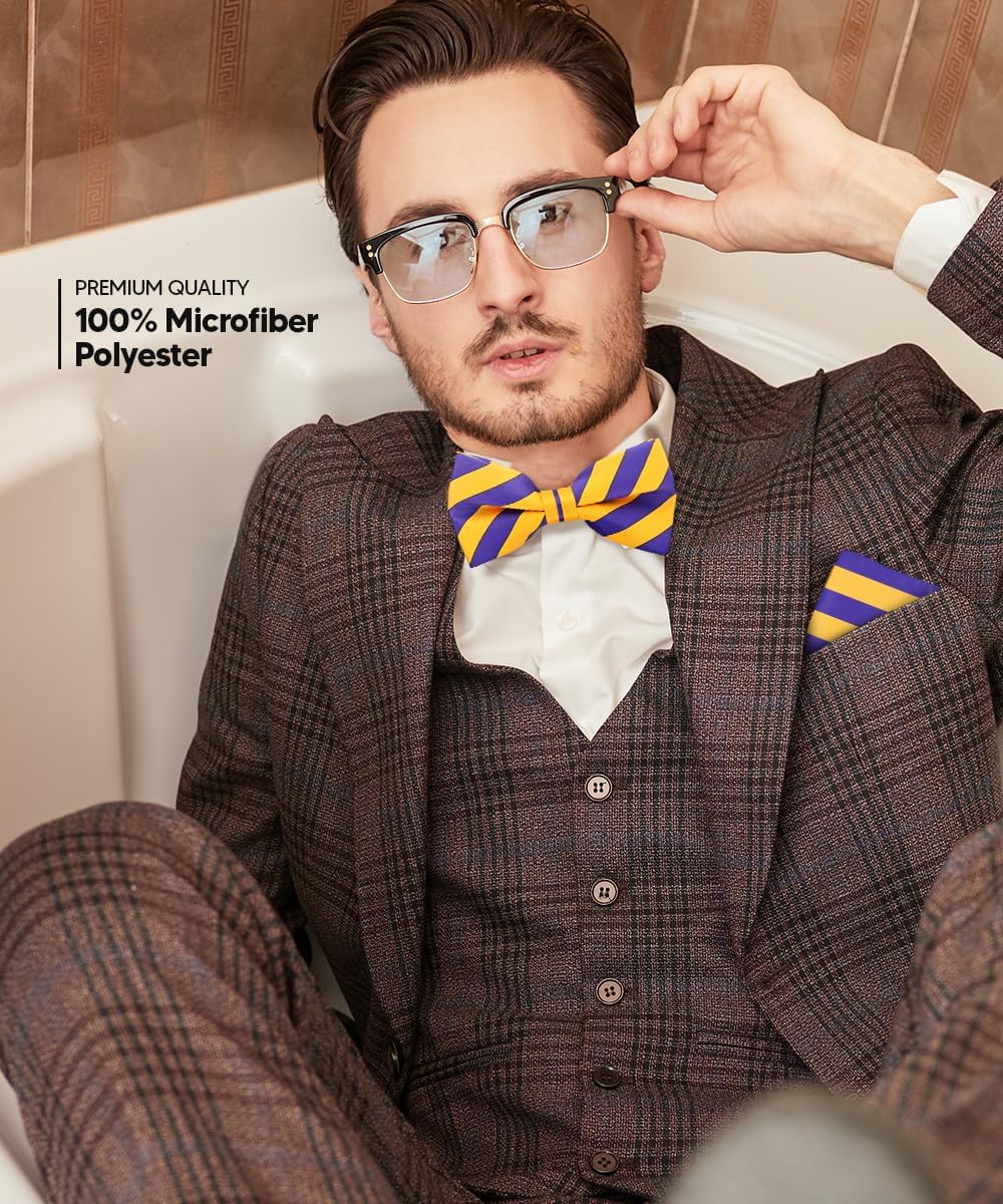 Striped Bow Tie & Pocket Square Set