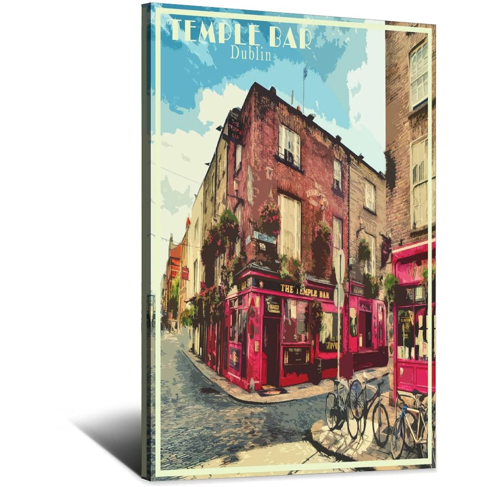 Zsefv Frame-Style Dublin Temple Bar Ireland Vintage Travel Poster Decorative Posters Modern Bedroom Canvas Art Poster Picture Painting Posters Wall Decor Art Gift