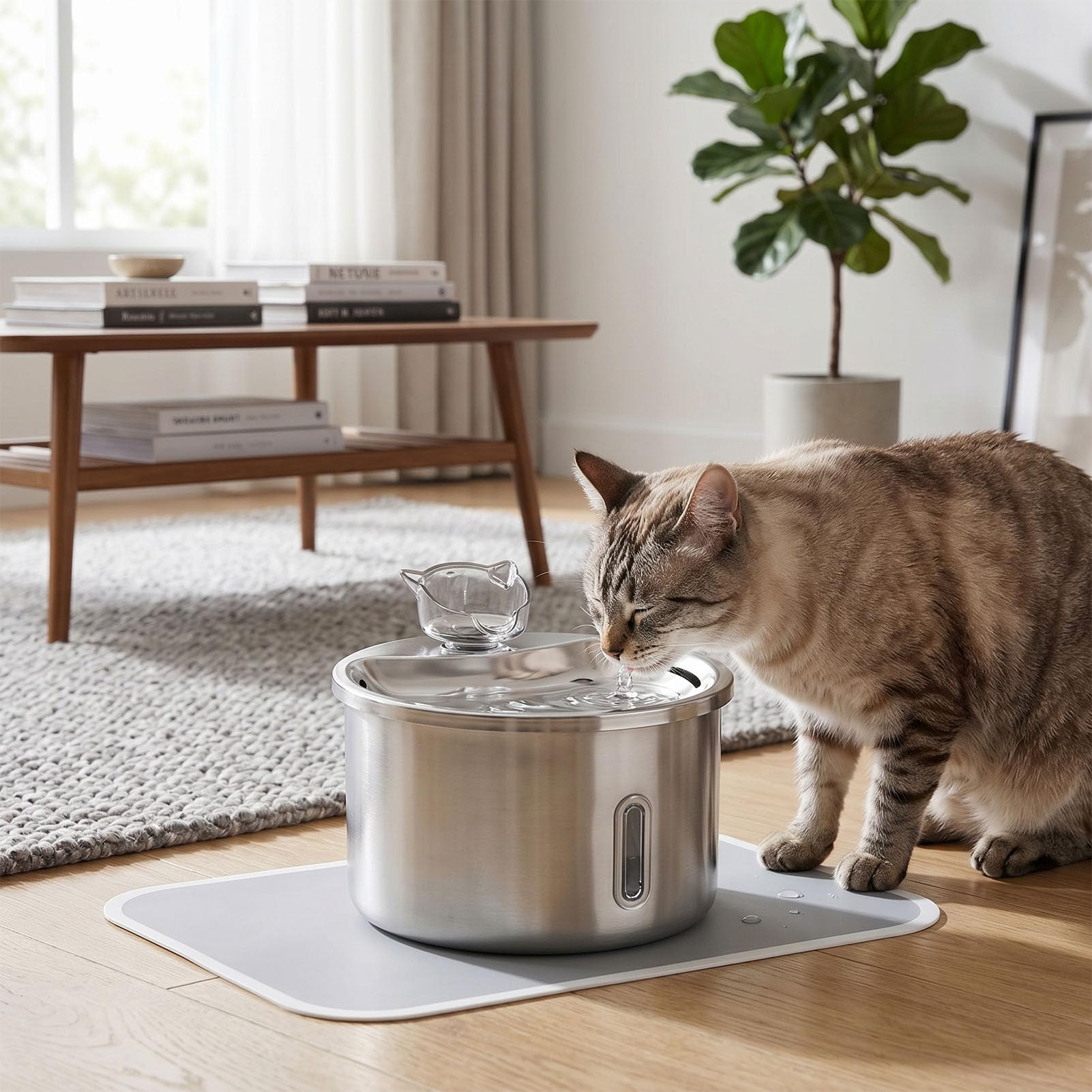 TOPINCN Fontaine d'eau pour Chat, Fontaine d'eau Automatique pour Animaux de Compagnie, à Boire électrique pour Animaux de Compagnie, Distributeur pour Chats en Acier