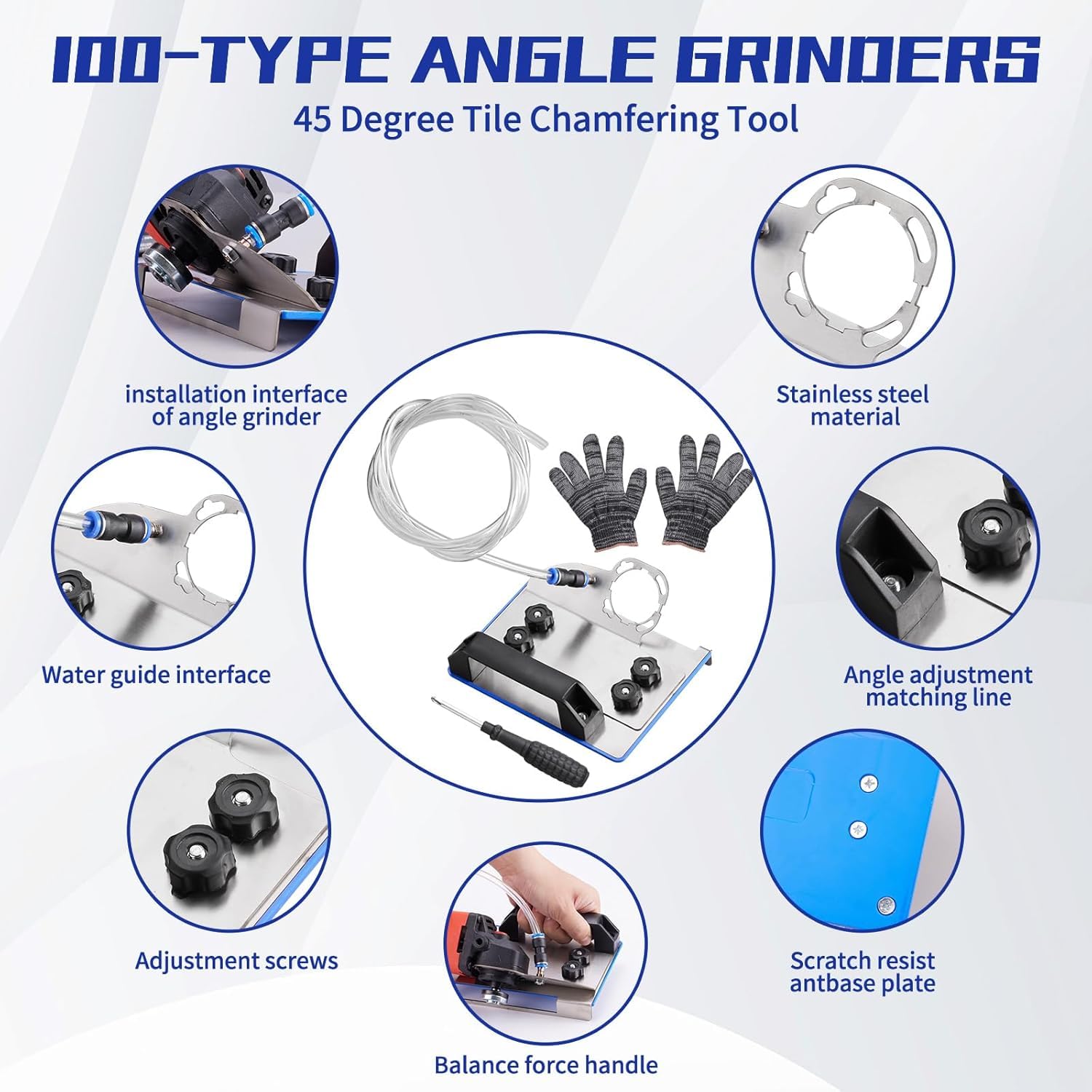 45 Degree Tile Chamfering Tool with Angle Grinder Stand, Suitable for 100 Type Angle-Grinders - Image 2