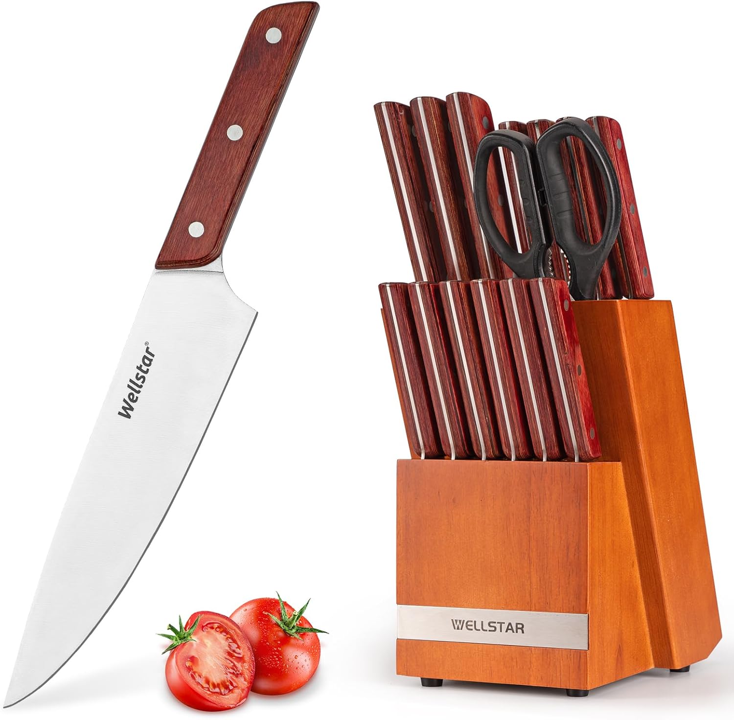Knives Set, 15Piece Kitchen Knife Set with HighCarbon